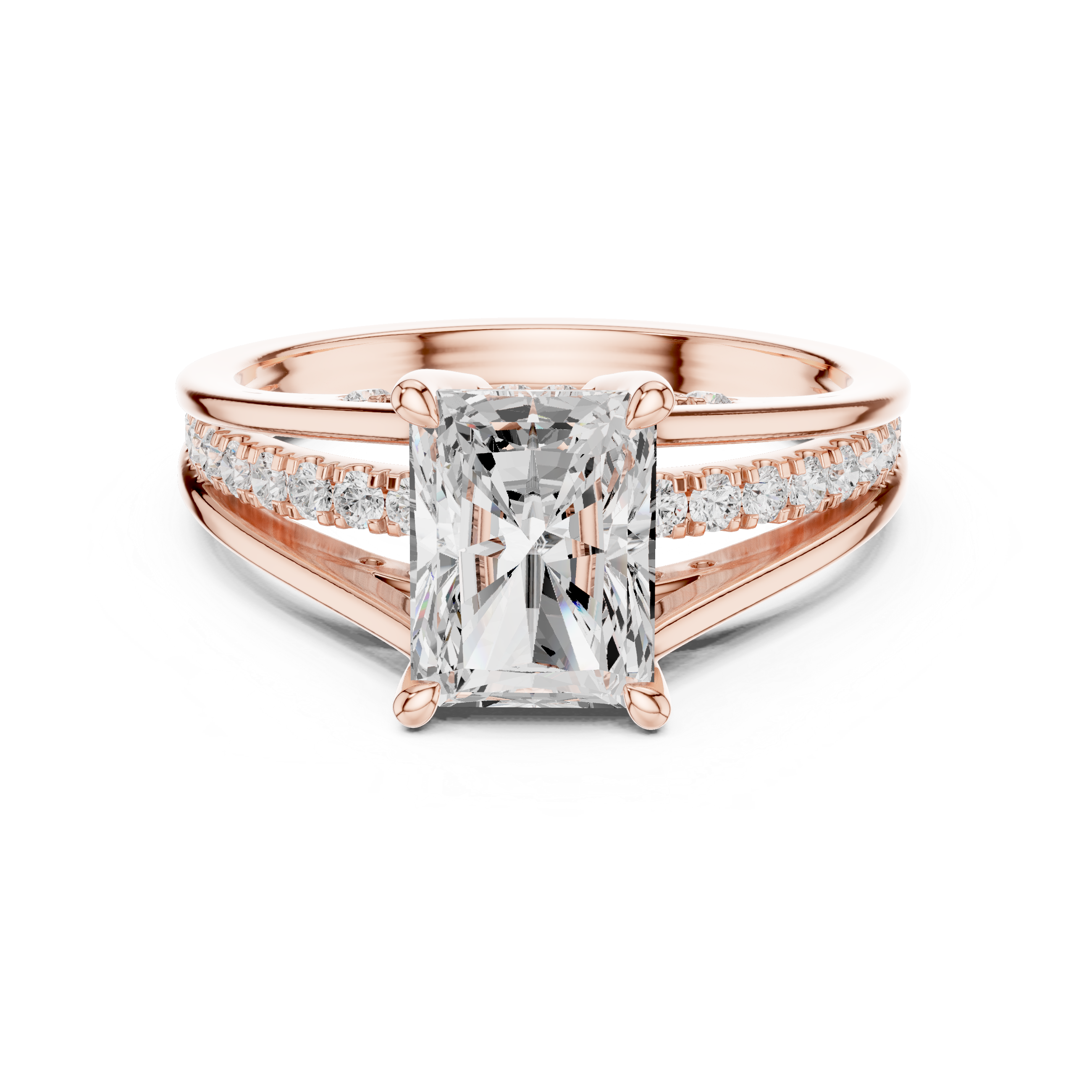 1.98 CT Radiant Cut Diamond Hidden Halo Pavé Engagement Ring