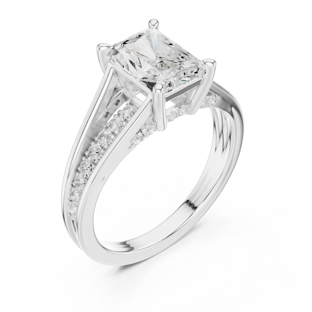 1.98 CT Radiant Cut Diamond Hidden Halo Pavé Engagement Ring