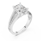 1.98 CT Radiant Cut Diamond Hidden Halo Pavé Engagement Ring