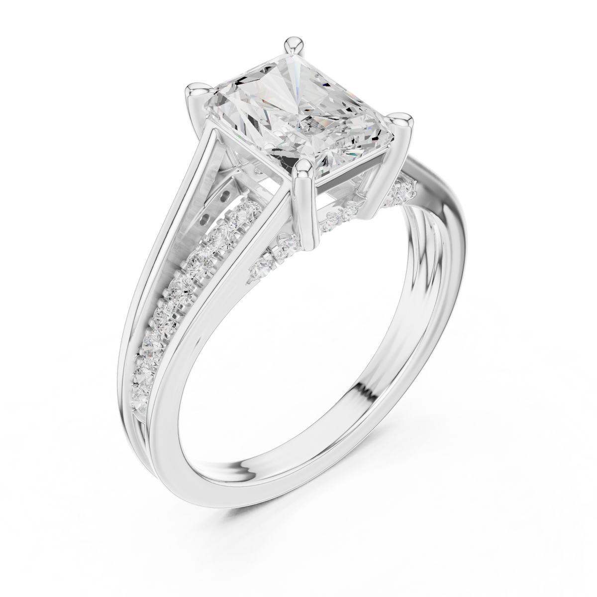1.98 ct Radiant Cut Diamond Hidden Halo Pavé Engagement Ring – view 3 of 12, lab grown diamond ring | Jewelix Atelier