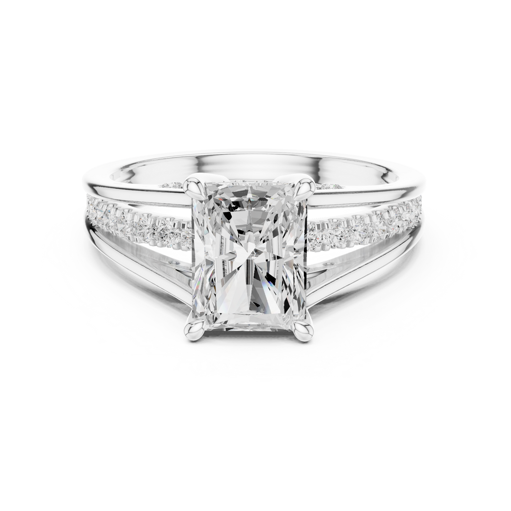 1.98 CT Radiant Cut Diamond Hidden Halo Pavé Engagement Ring
