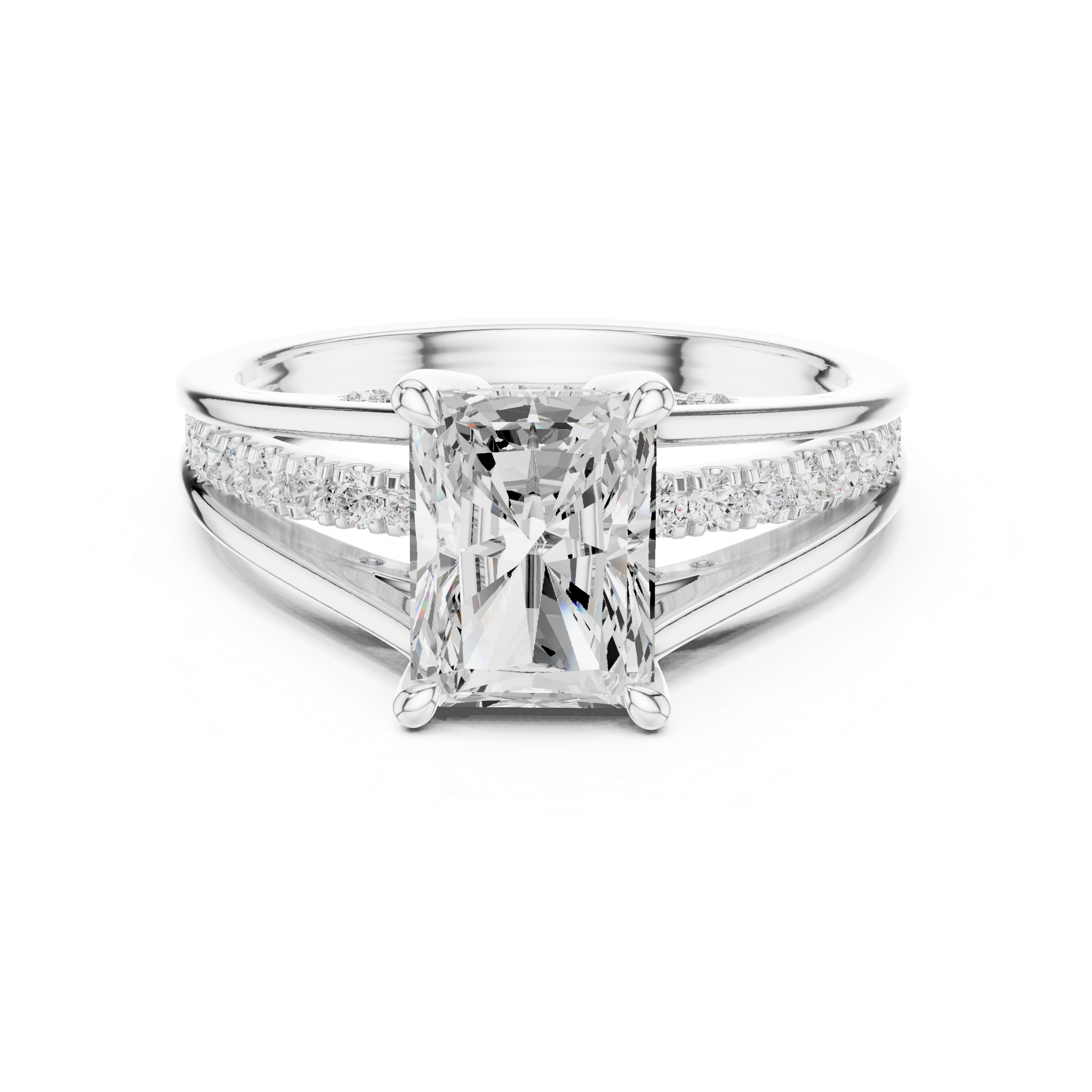 1.98 CT Radiant Cut Diamond Hidden Halo Pavé Engagement Ring