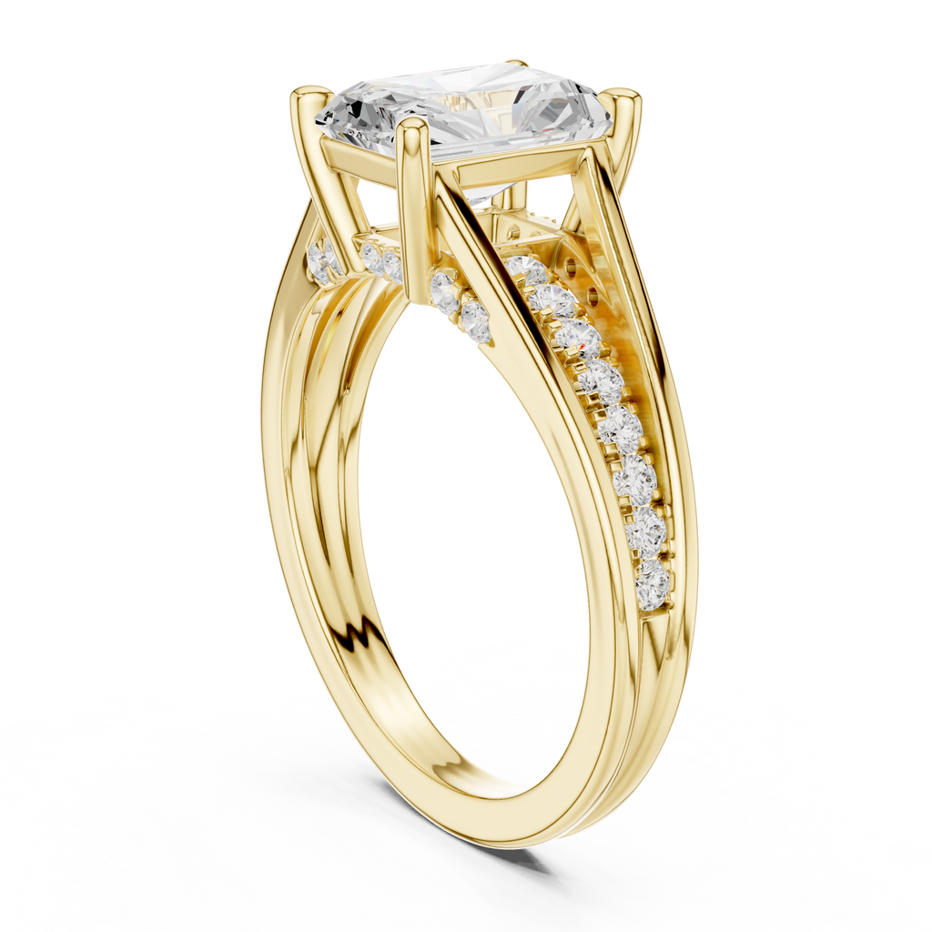 1.98 CT Radiant Cut Diamond Hidden Halo Pavé Engagement Ring