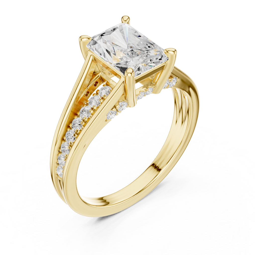 1.98 CT Radiant Cut Diamond Hidden Halo Pavé Engagement Ring