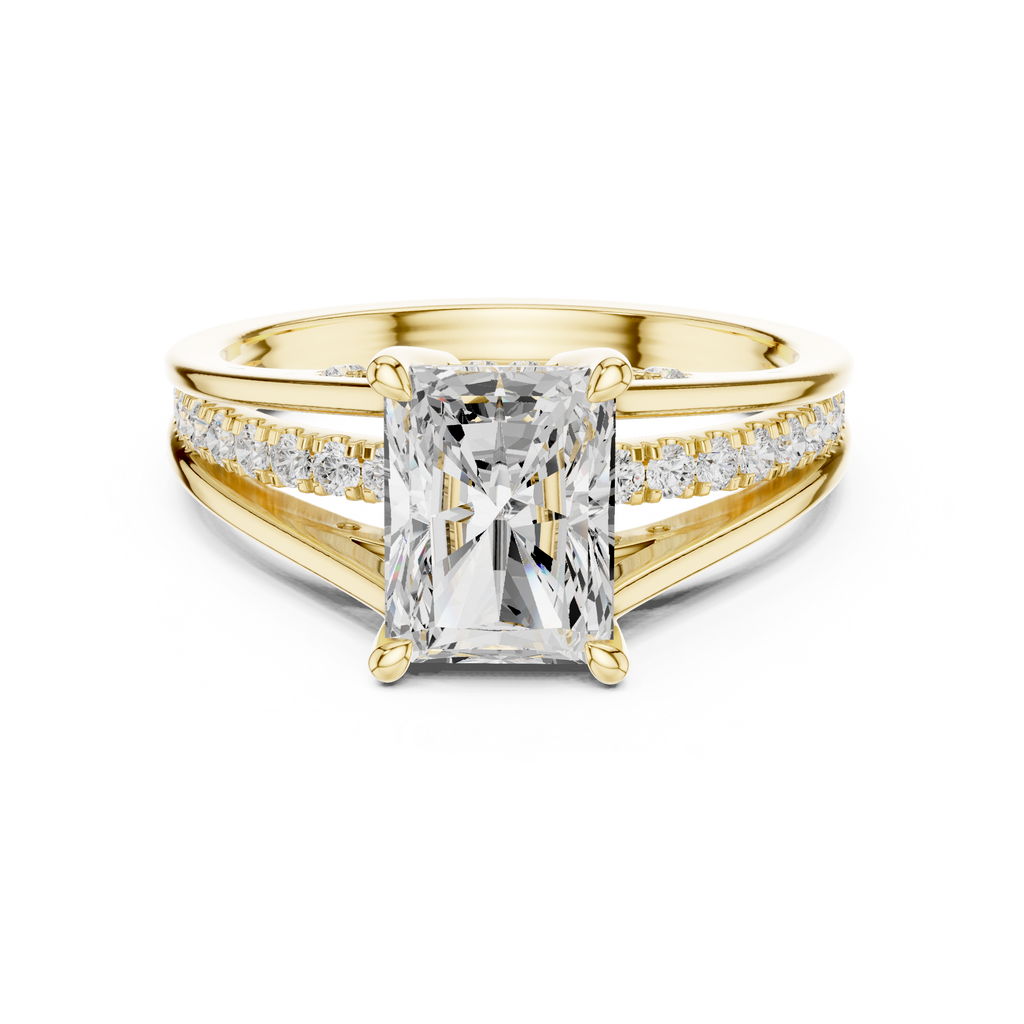 1.98 CT Radiant Cut Diamond Hidden Halo Pavé Engagement Ring