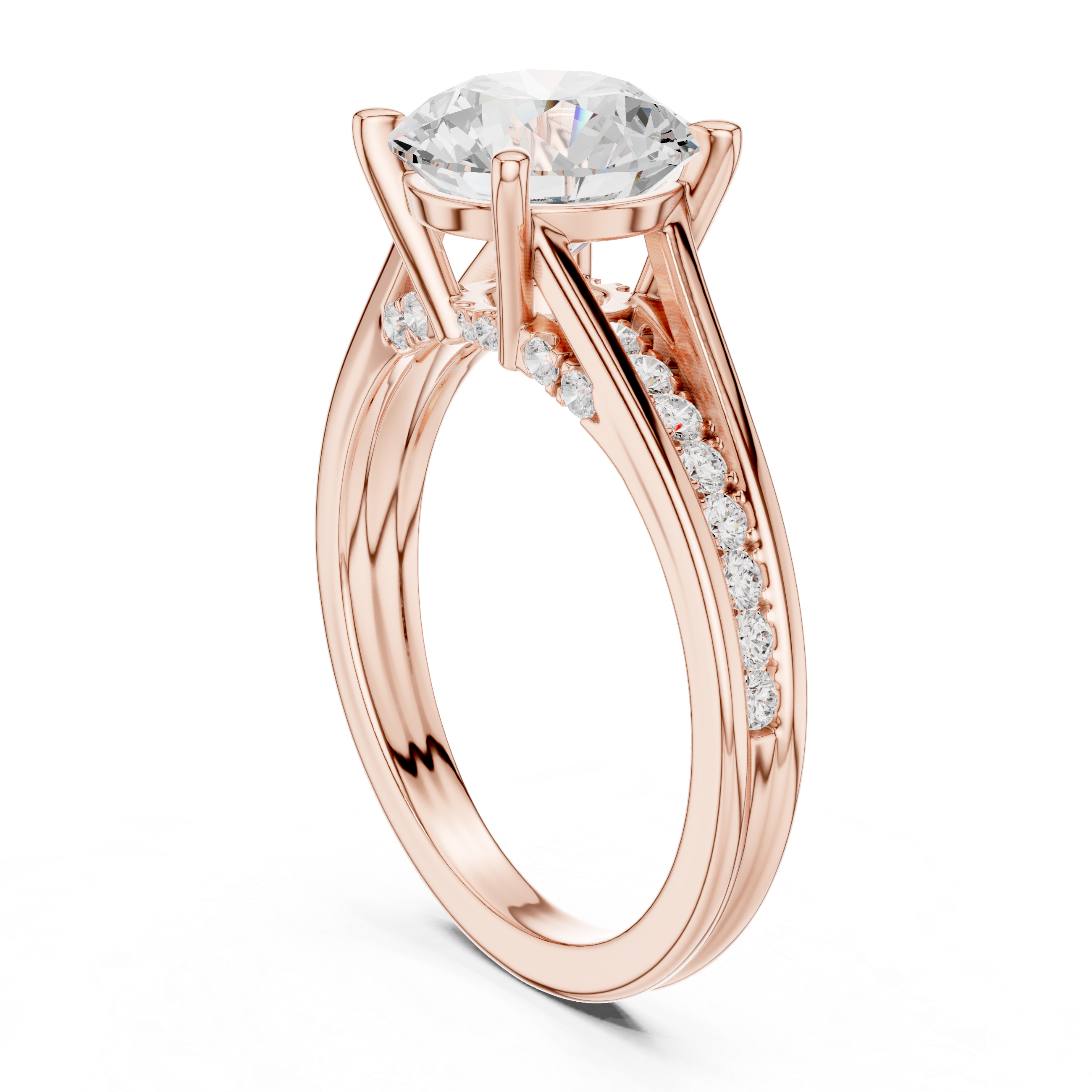 2.00 CT Round Brilliant Diamond Hidden Halo Pavé Engagement Ring