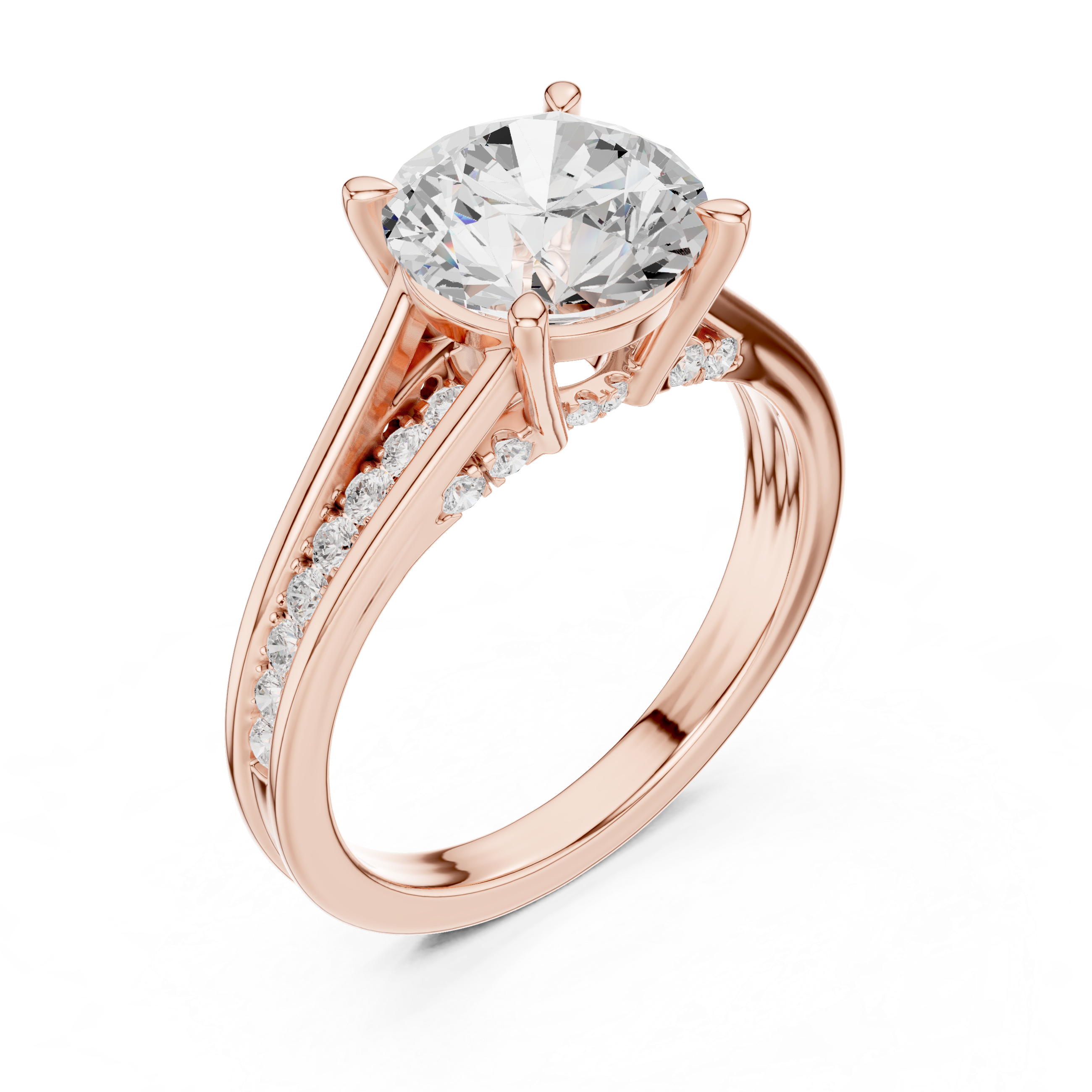 2.00 CT Round Brilliant Diamond Hidden Halo Pavé Engagement Ring