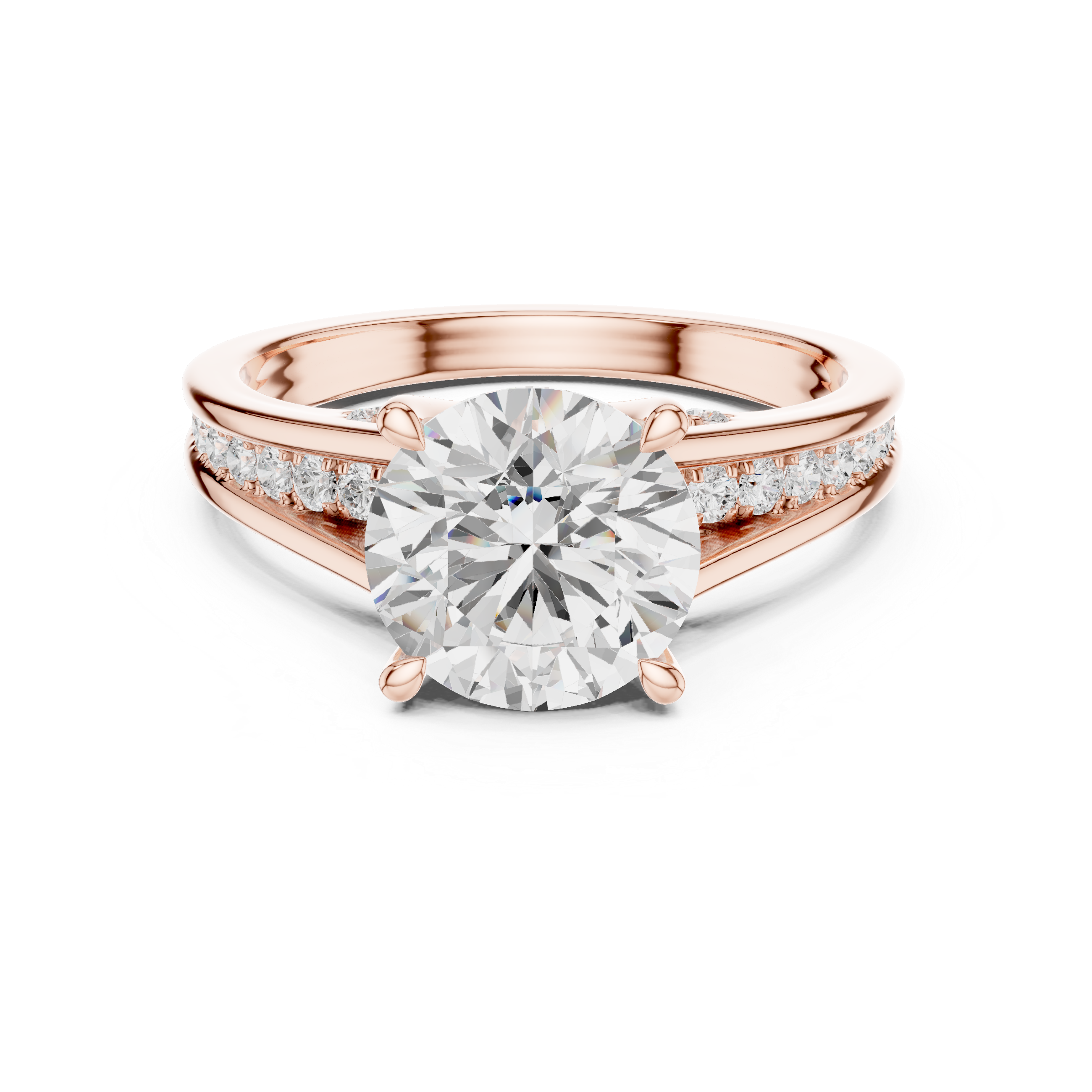 2.00 CT Round Brilliant Diamond Hidden Halo Pavé Engagement Ring