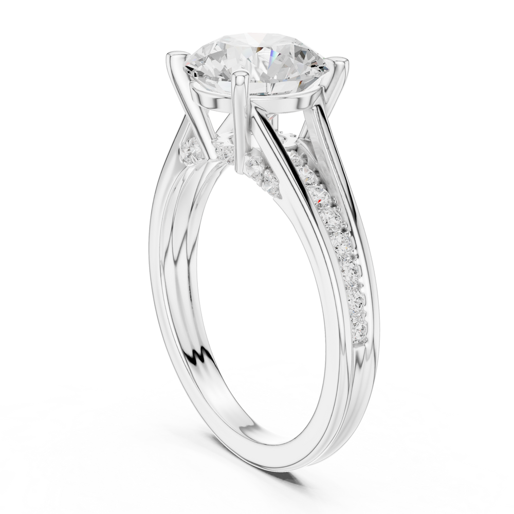 2.00 CT Round Brilliant Diamond Hidden Halo Pavé Engagement Ring