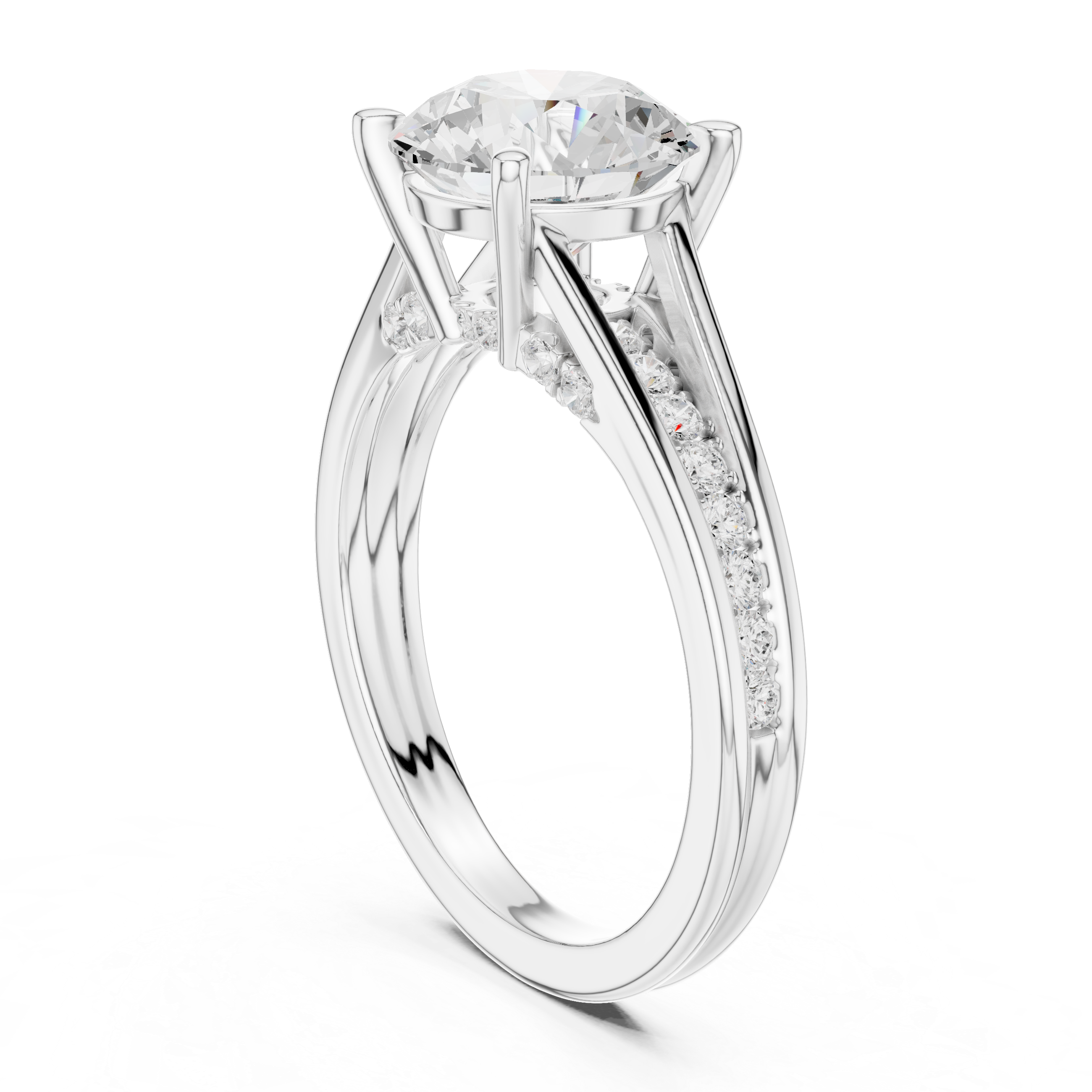 2.00 CT Round Brilliant Diamond Hidden Halo Pavé Engagement Ring