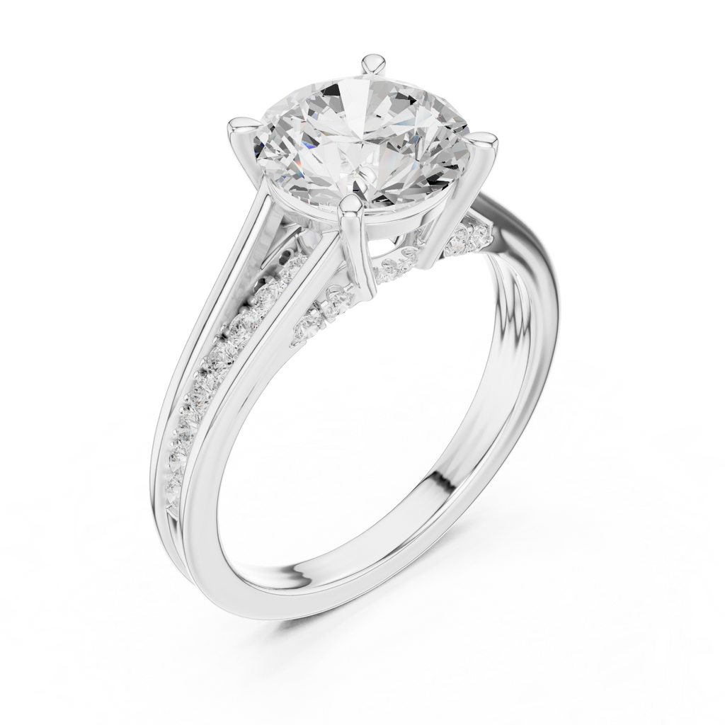 2.00 CT Round Brilliant Diamond Hidden Halo Pavé Engagement Ring