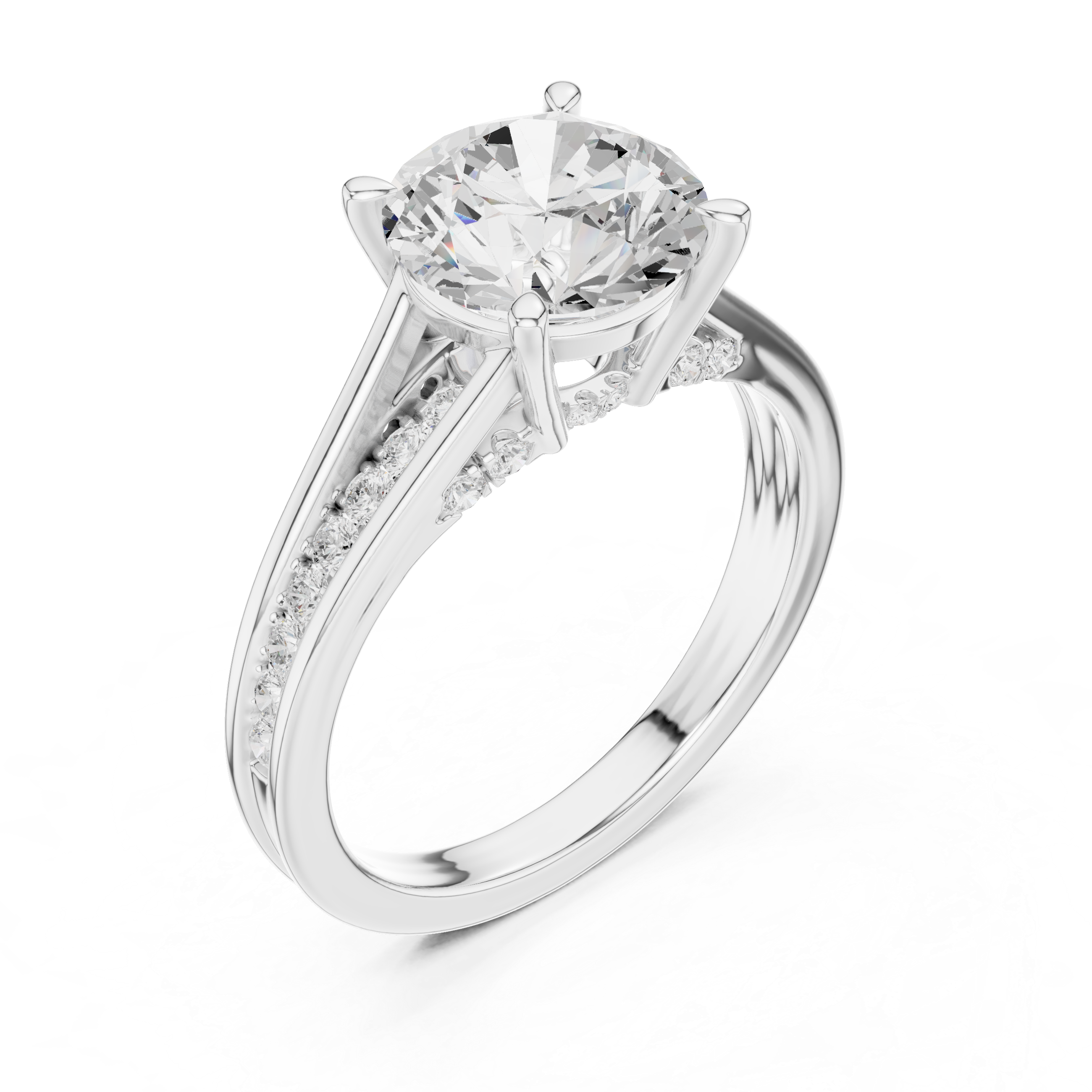 2.00 CT Round Brilliant Diamond Hidden Halo Pavé Engagement Ring