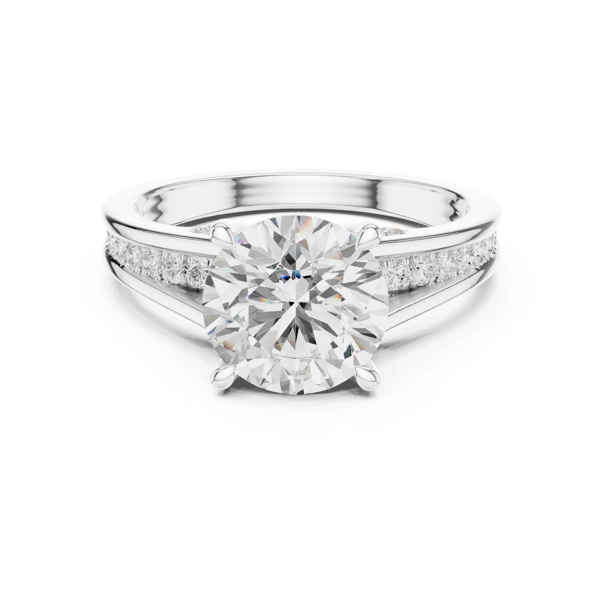 2.00 ct Round Brilliant Diamond Hidden Halo Pavé Engagement Ring — Jewelix Atelier