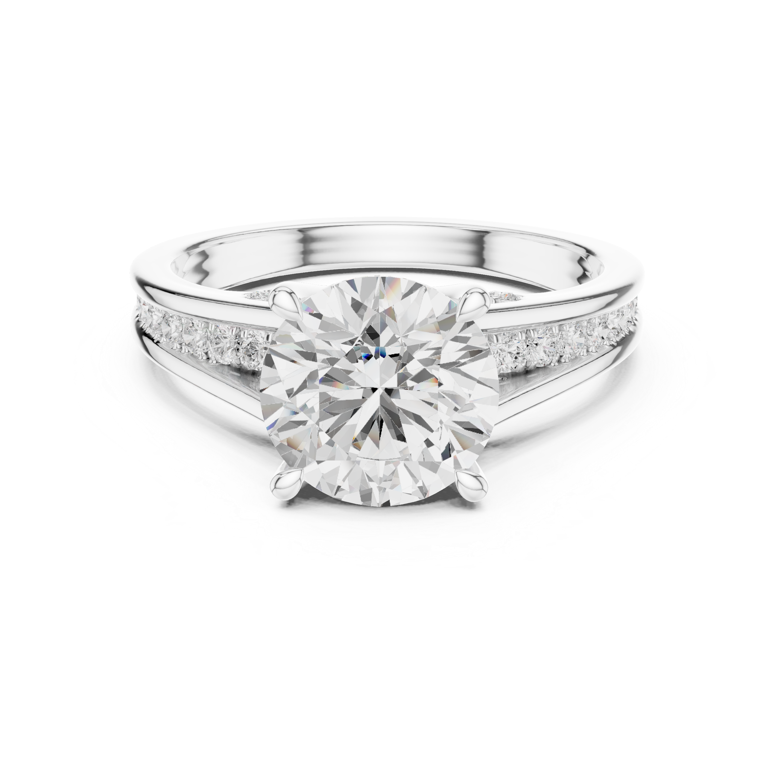2.00 CT Round Brilliant Diamond Hidden Halo Pavé Engagement Ring