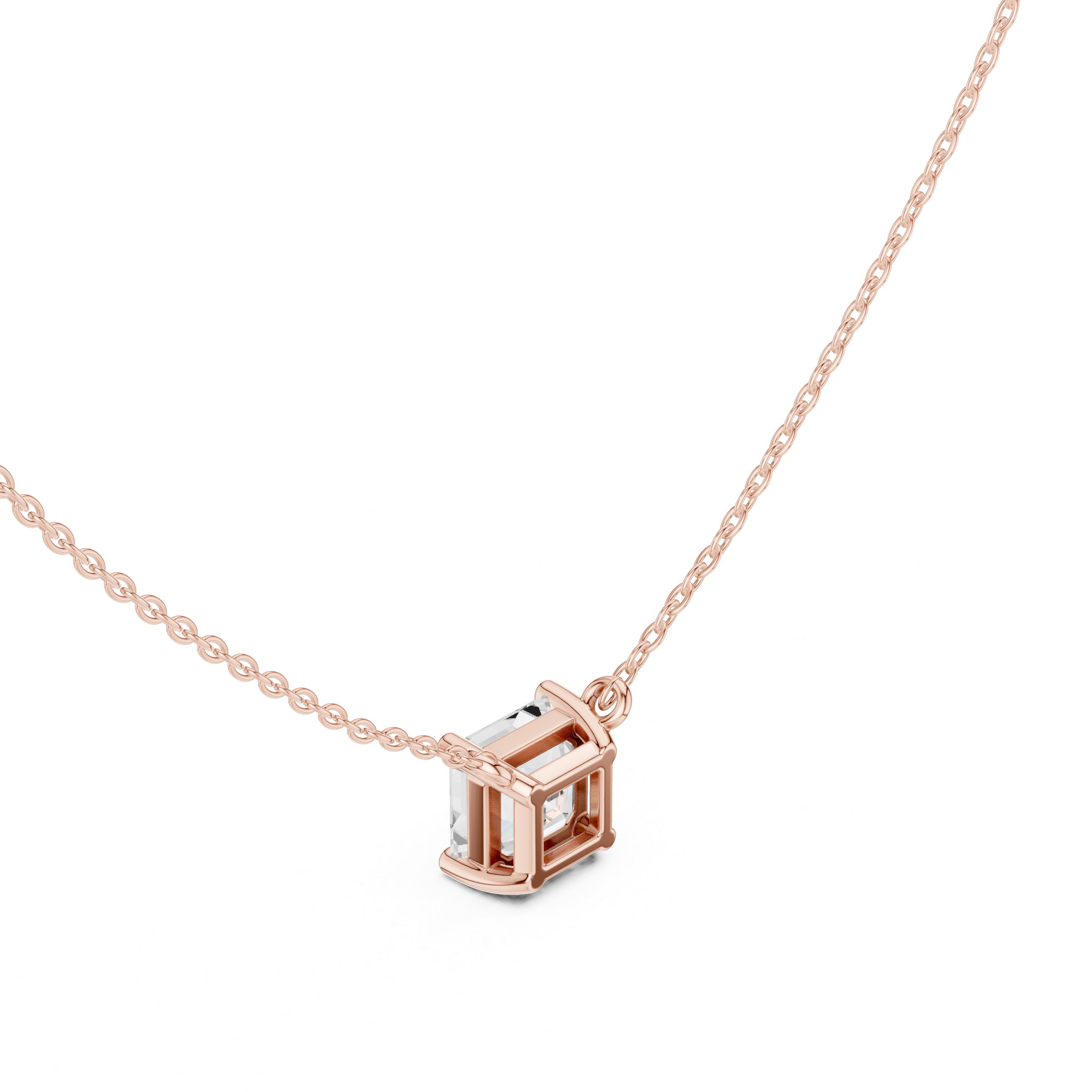2.50 CT Asscher Cut Solitaire Diamond Pendant Necklace