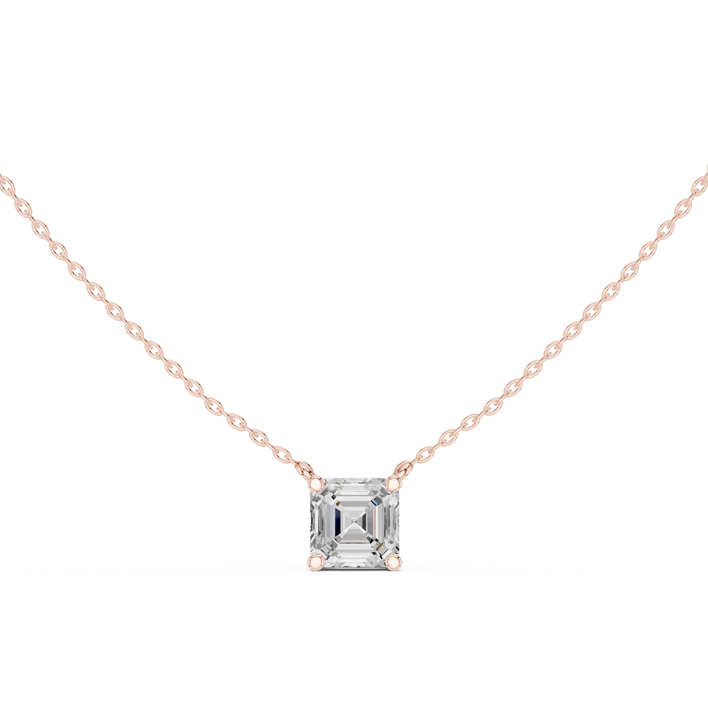 2.50 CT Asscher Cut Solitaire Diamond Pendant Necklace