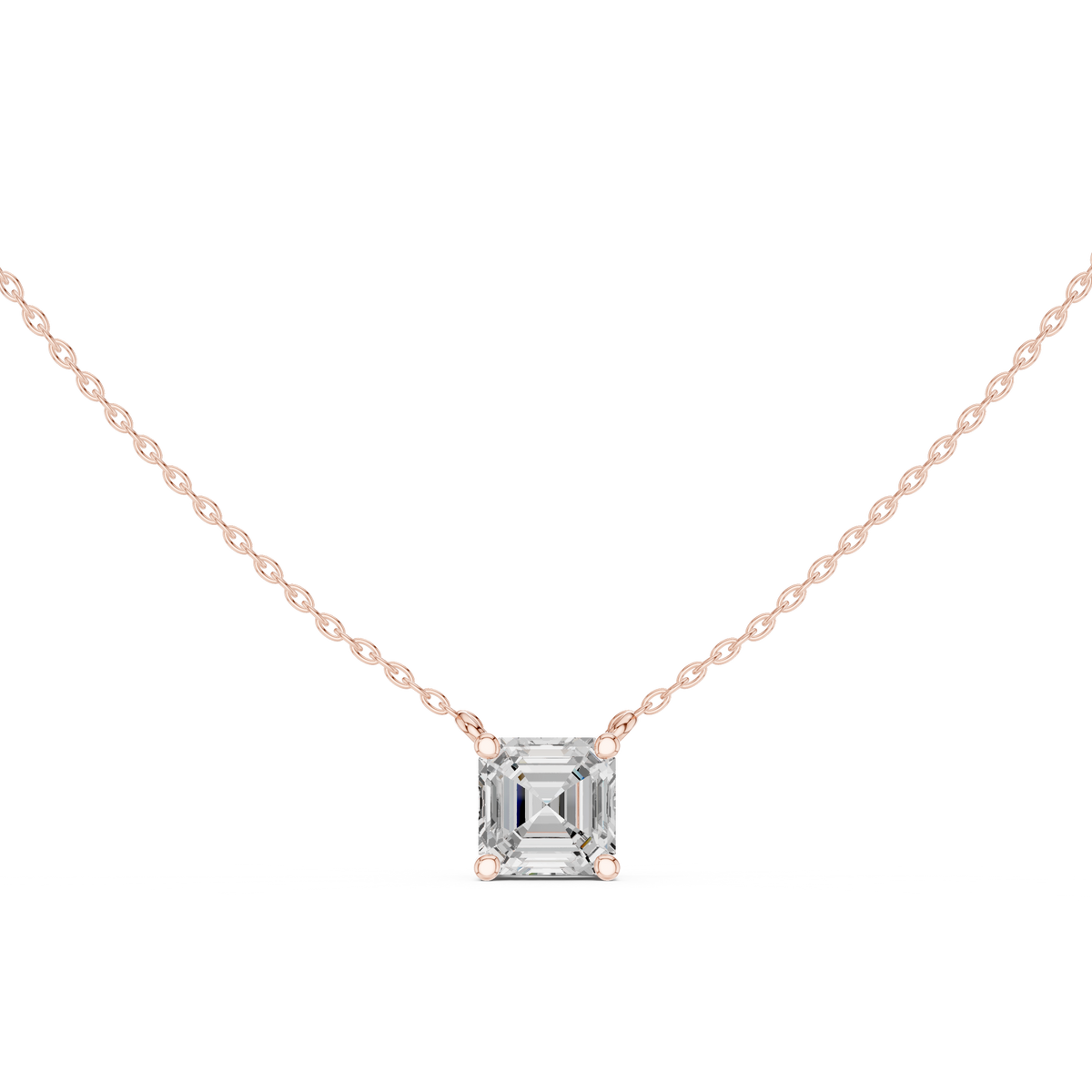 Asscher Cut Solitaire Diamond Pendant – view 5 of 12, lab grown diamond pendant | Jewelix Atelier