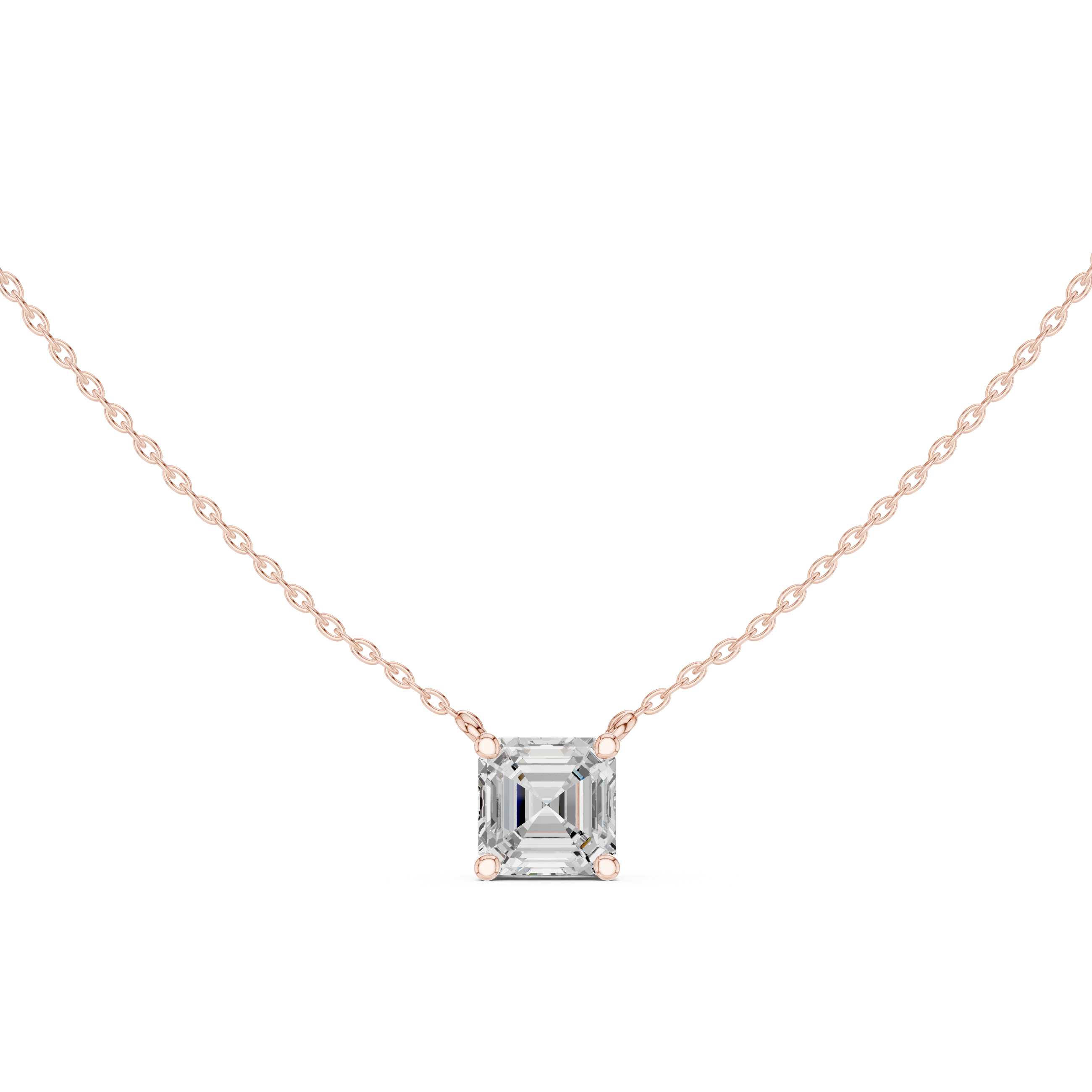 2.50 CT Asscher Cut Solitaire Diamond Pendant Necklace