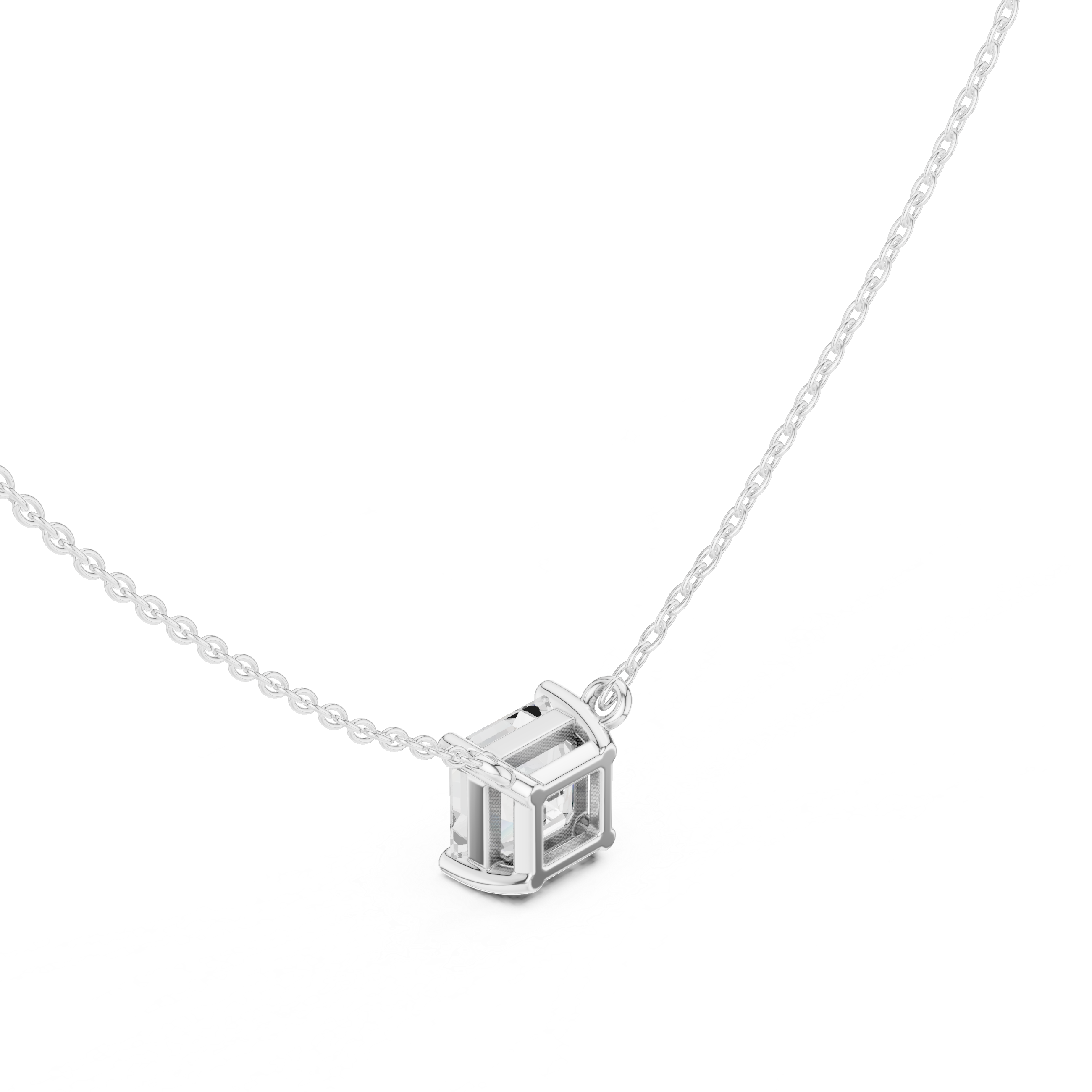 2.50 CT Asscher Cut Solitaire Diamond Pendant Necklace