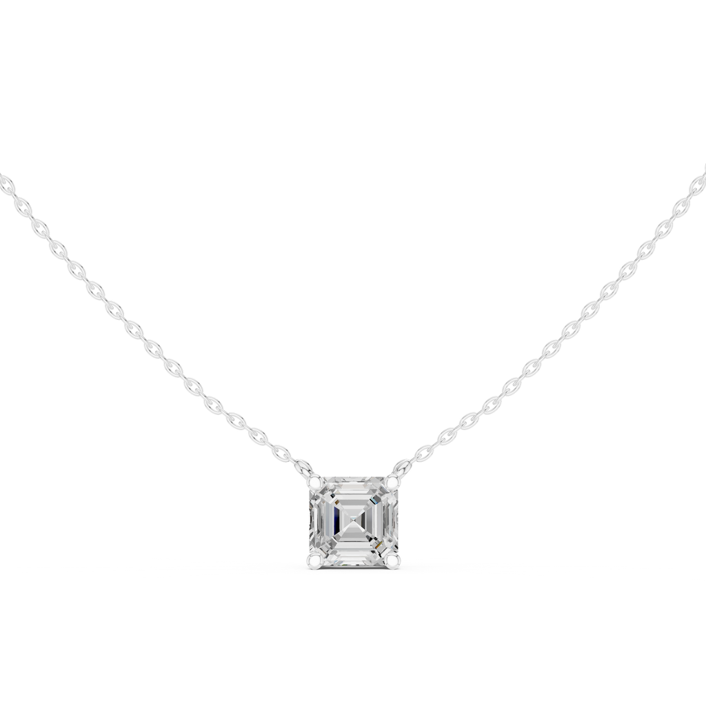 2.50 CT Asscher Cut Solitaire Diamond Pendant Necklace