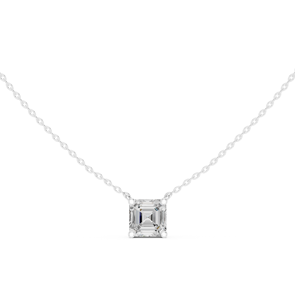 Asscher Cut Solitaire Diamond Pendant – view 9 of 12, lab grown diamond pendant | Jewelix Atelier