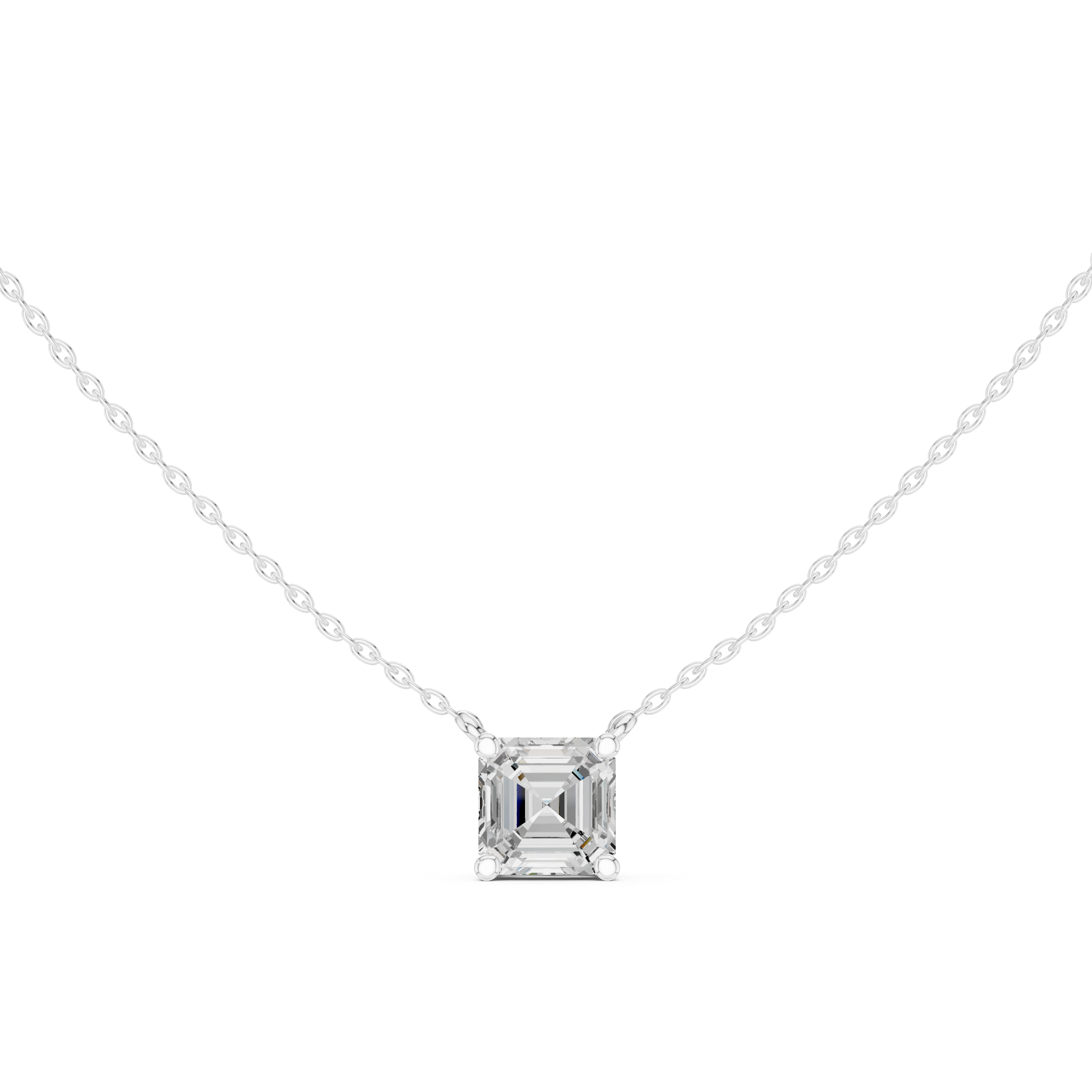 2.50 CT Asscher Cut Solitaire Diamond Pendant Necklace