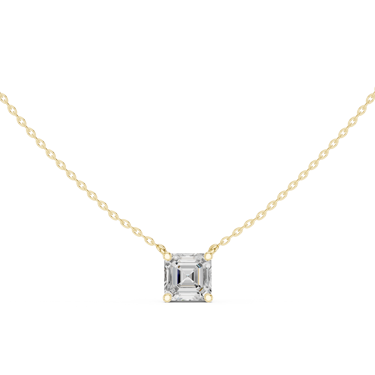 Asscher Cut Solitaire Diamond Pendant – view 1 of 12, lab grown diamond pendant | Jewelix Atelier
