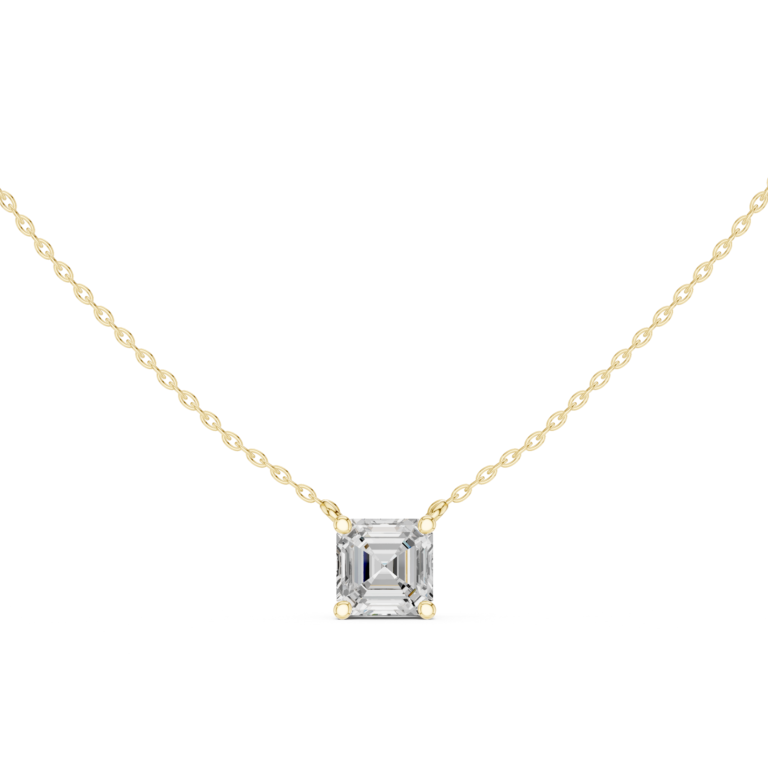 2.50 CT Asscher Cut Solitaire Diamond Pendant Necklace