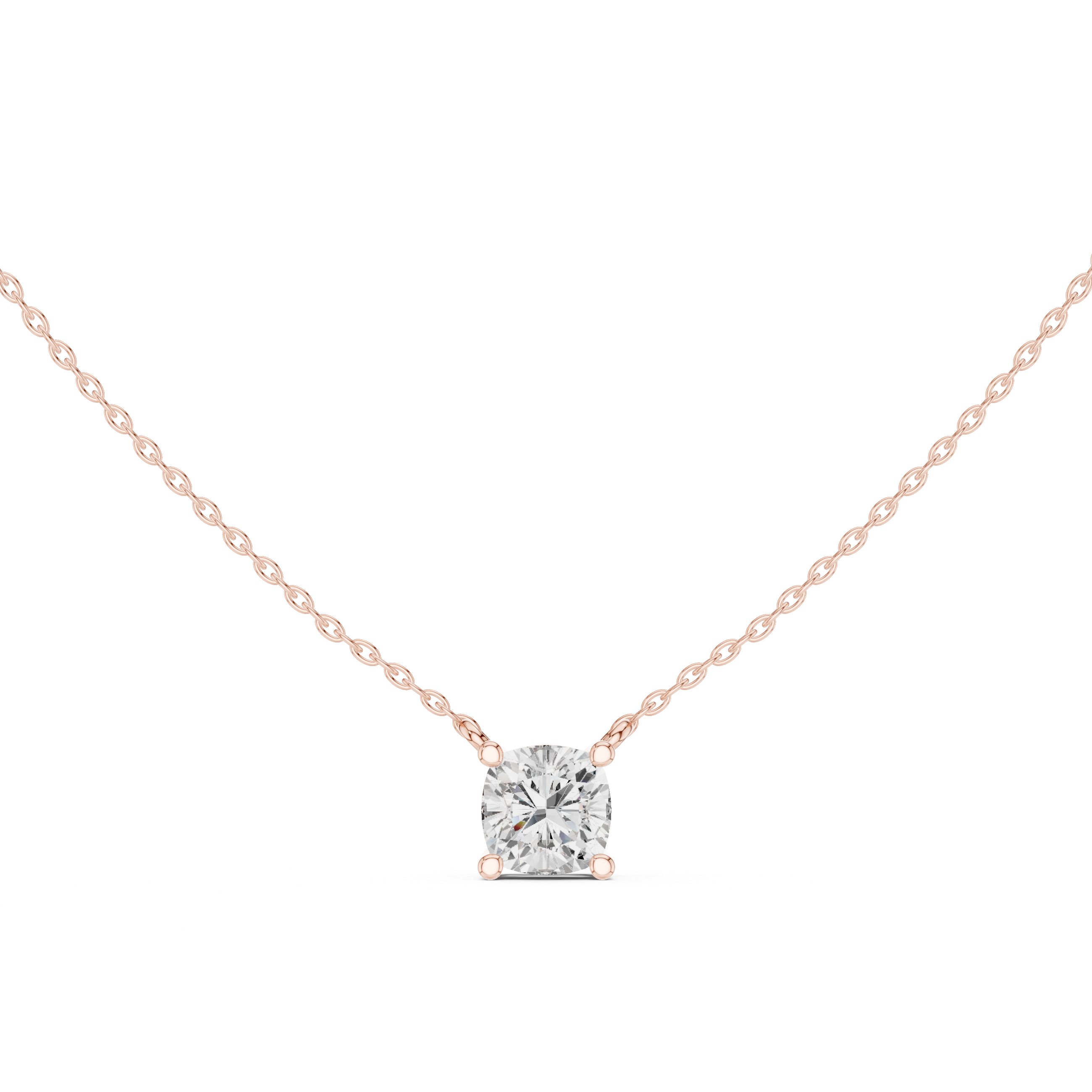2.50 CT Cushion Cut Solitaire Diamond Pendant Necklace