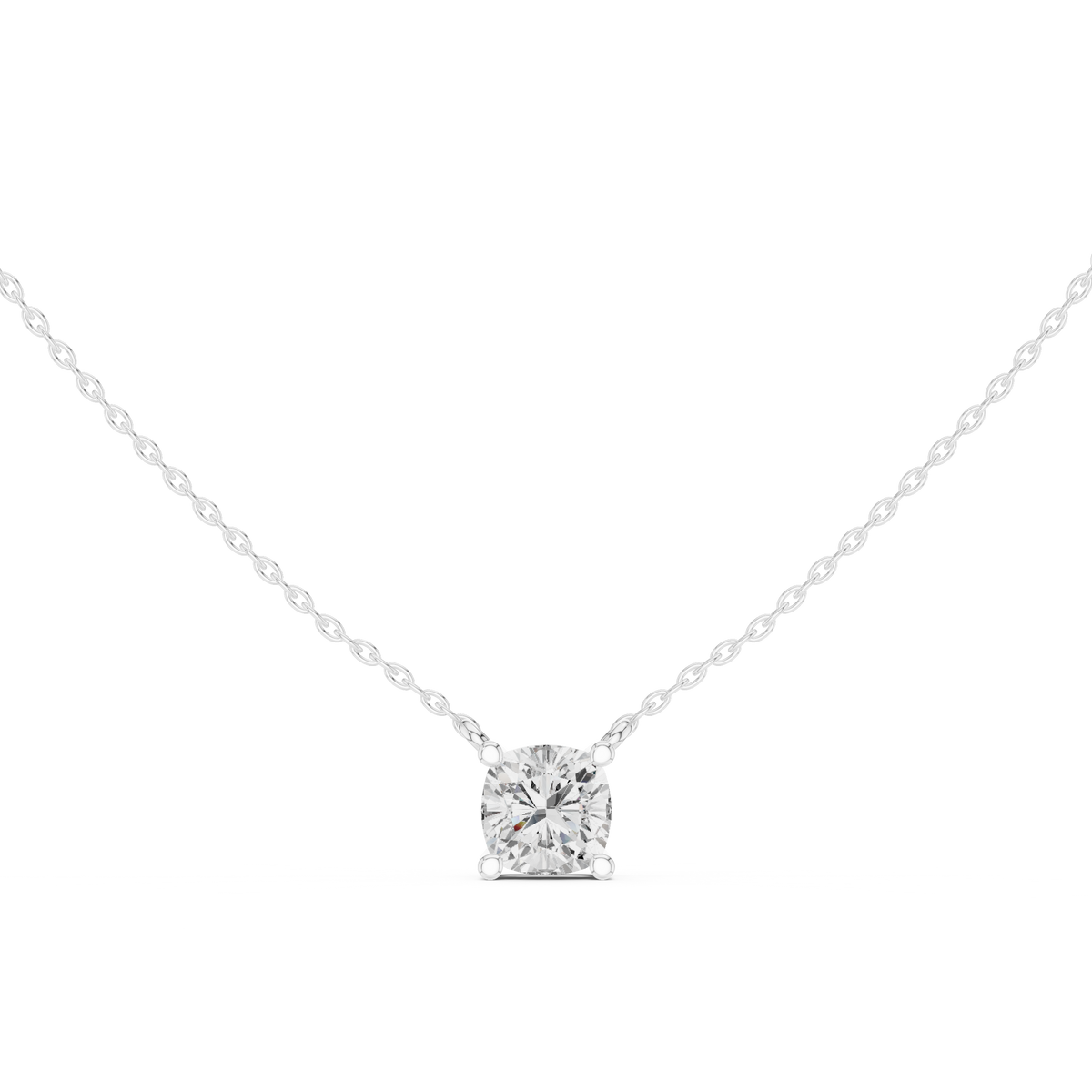 Cushion Cut Solitaire Diamond Pendant – view 1 of 12, lab grown diamond pendant | Jewelix Atelier