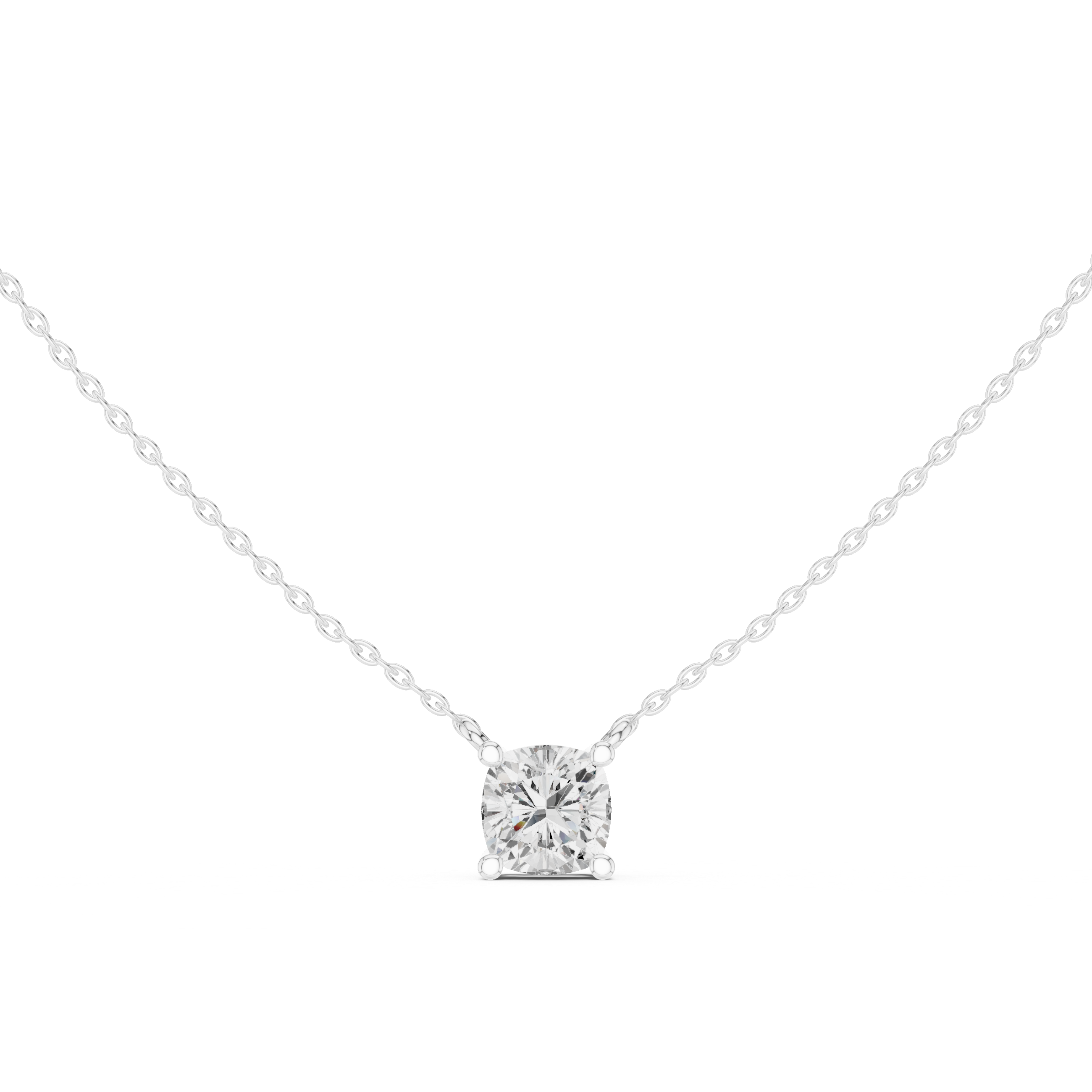 2.50 CT Cushion Cut Solitaire Diamond Pendant Necklace