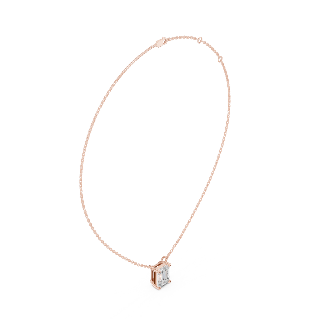 2.50 CT Emerald Cut Solitaire Diamond Pendant Necklace