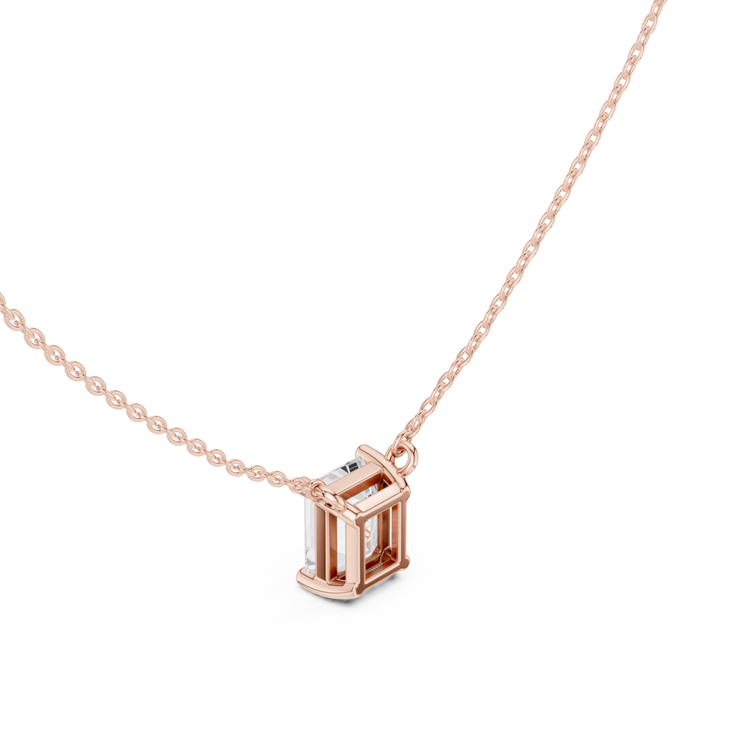 2.50 CT Emerald Cut Solitaire Diamond Pendant Necklace