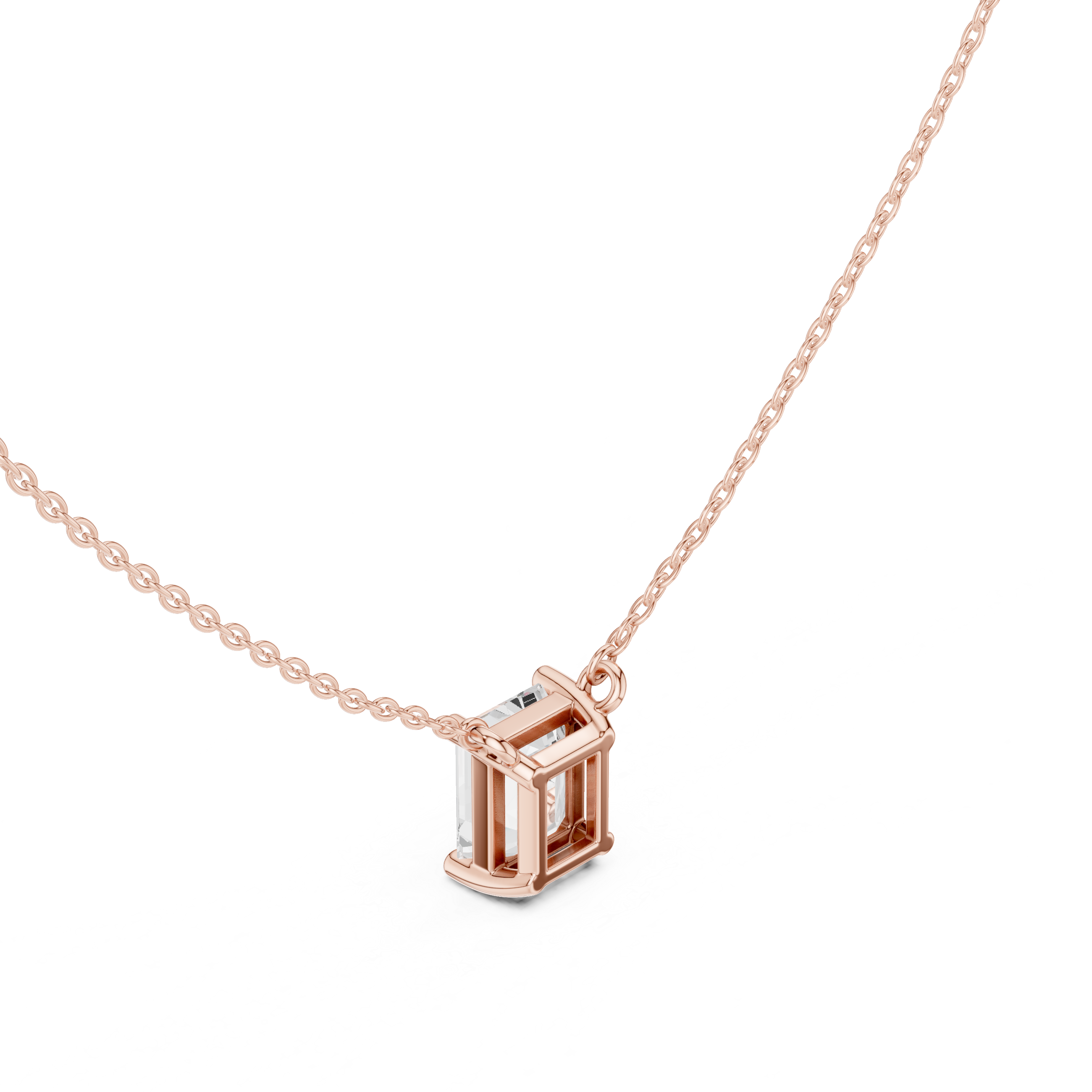2.50 CT Emerald Cut Solitaire Diamond Pendant Necklace