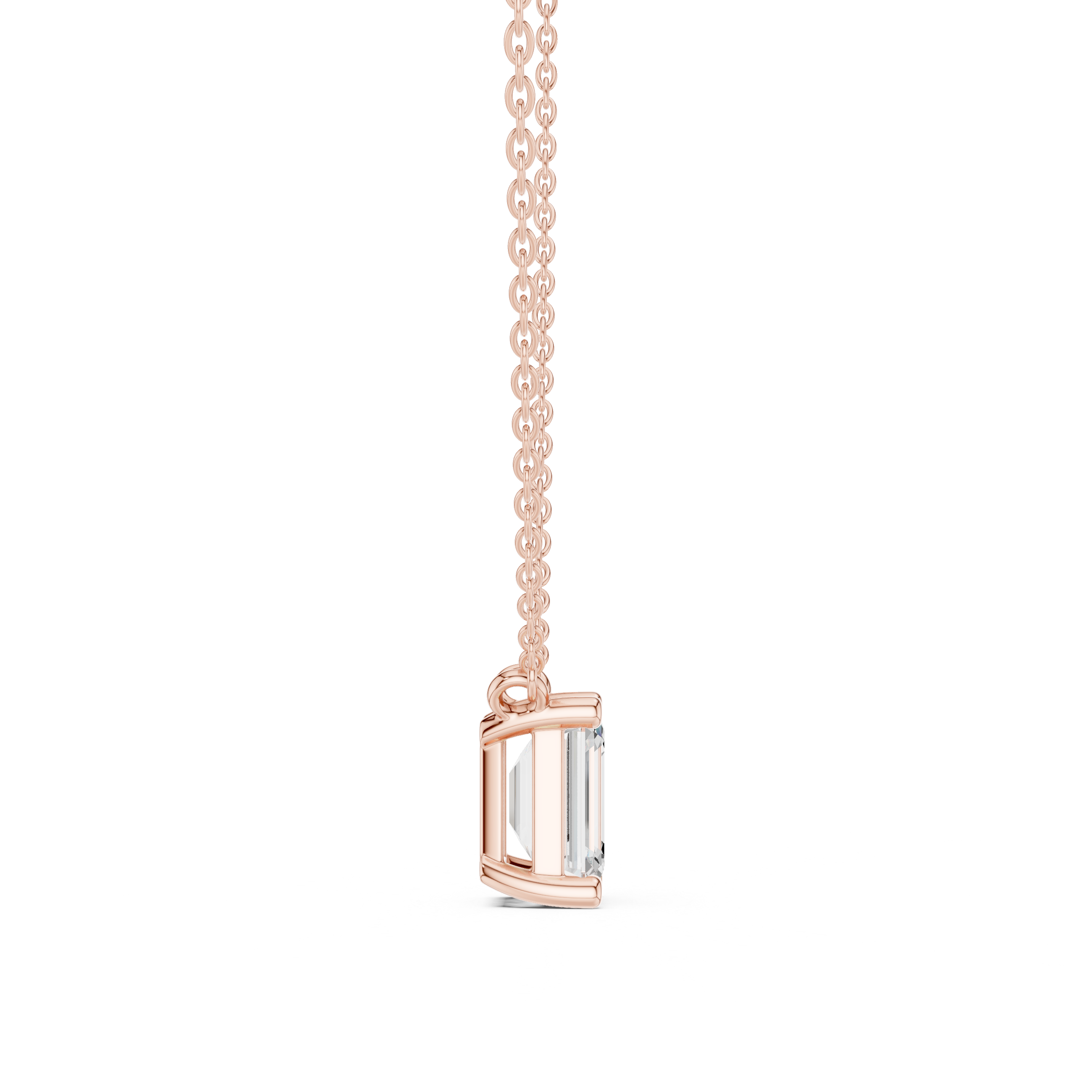 2.50 CT Emerald Cut Solitaire Diamond Pendant Necklace