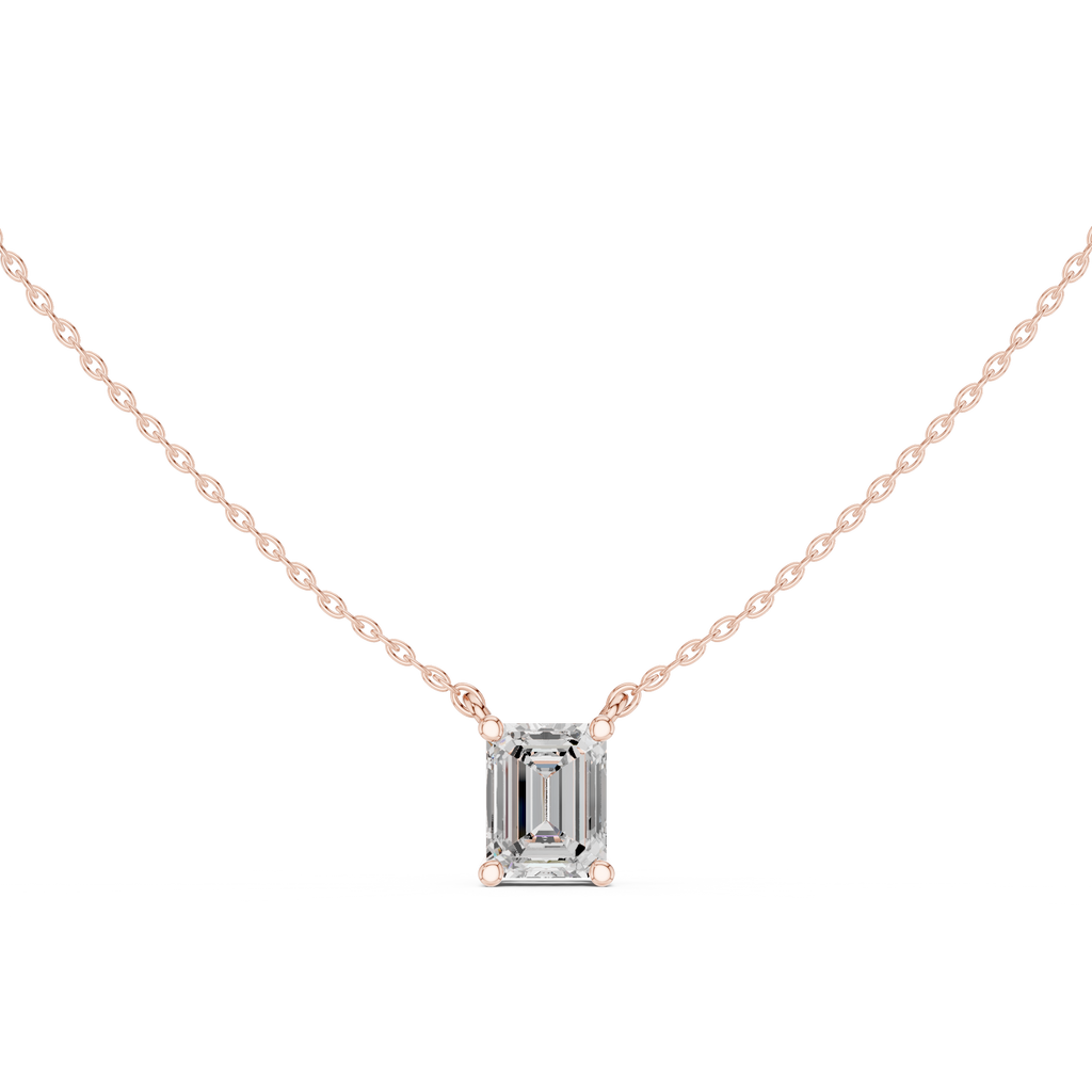 2.50 CT Emerald Cut Solitaire Diamond Pendant Necklace