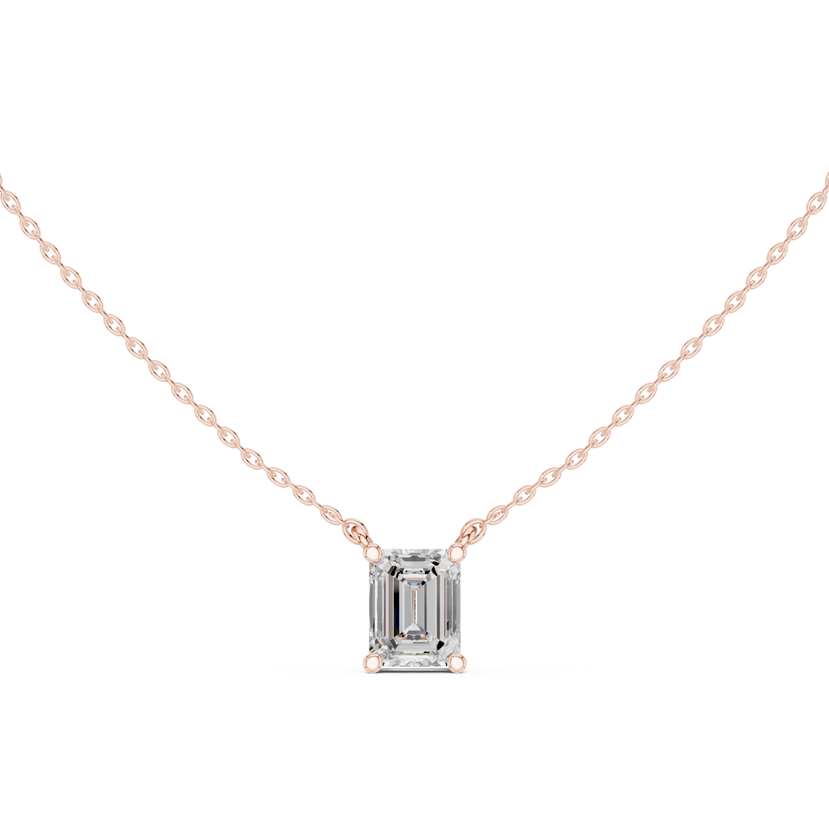 Emerald Cut Solitaire Diamond Pendant – view 5 of 12, lab grown diamond pendant | Jewelix Atelier