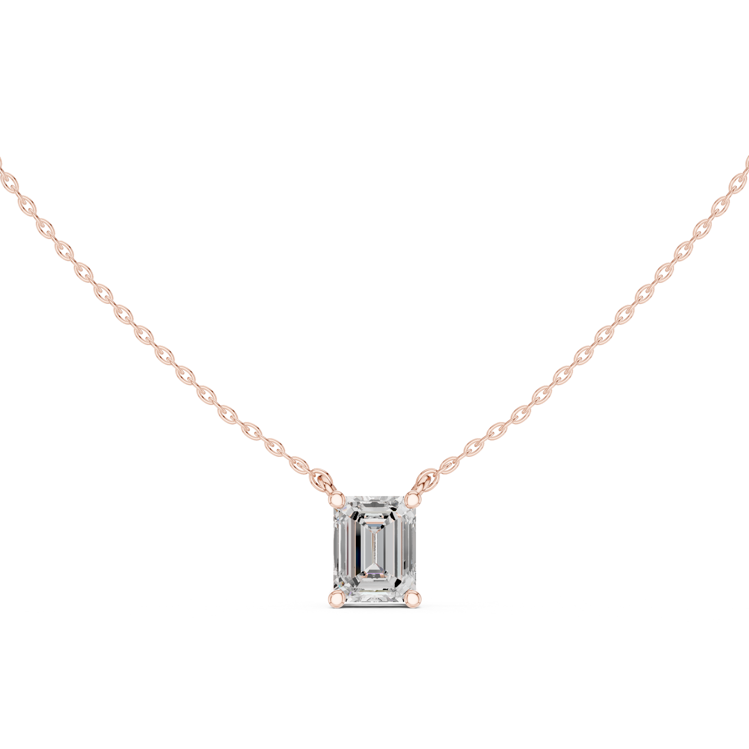 2.50 CT Emerald Cut Solitaire Diamond Pendant Necklace