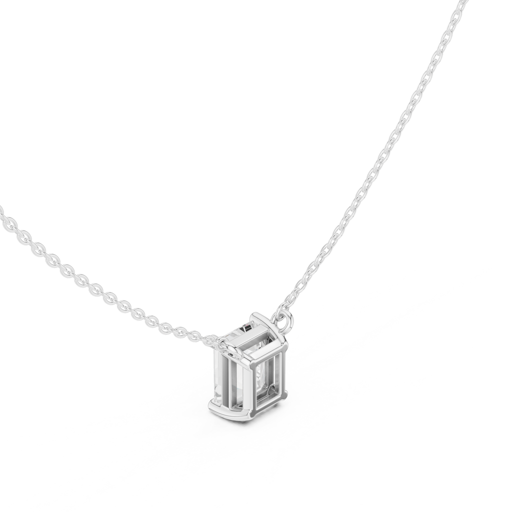 2.50 CT Emerald Cut Solitaire Diamond Pendant Necklace