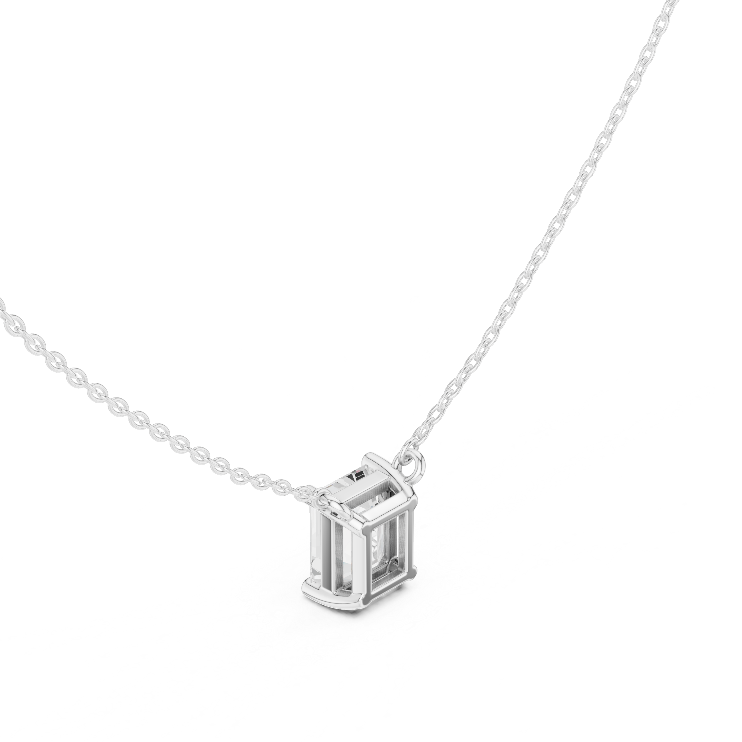 2.50 CT Emerald Cut Solitaire Diamond Pendant Necklace