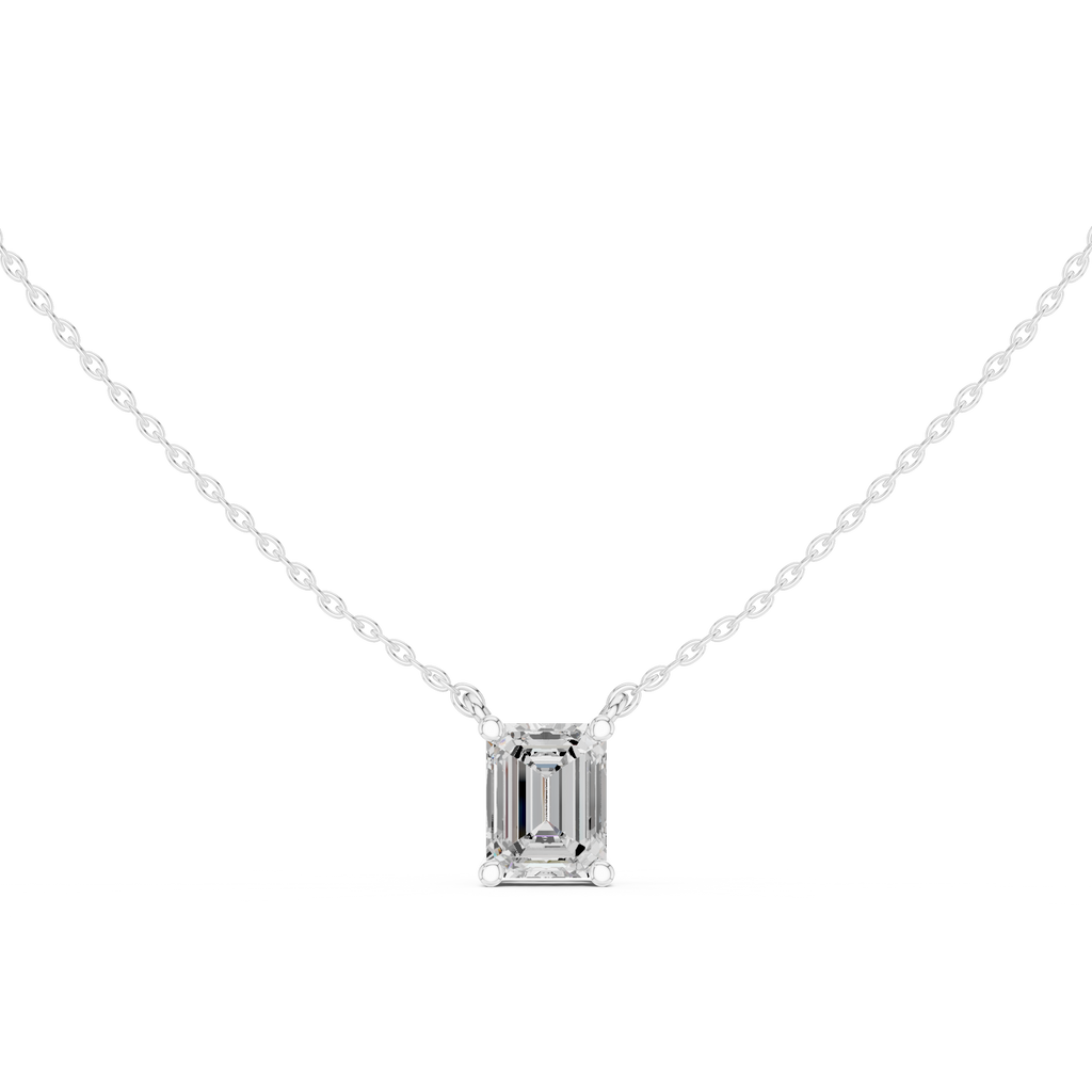 2.50 CT Emerald Cut Solitaire Diamond Pendant Necklace