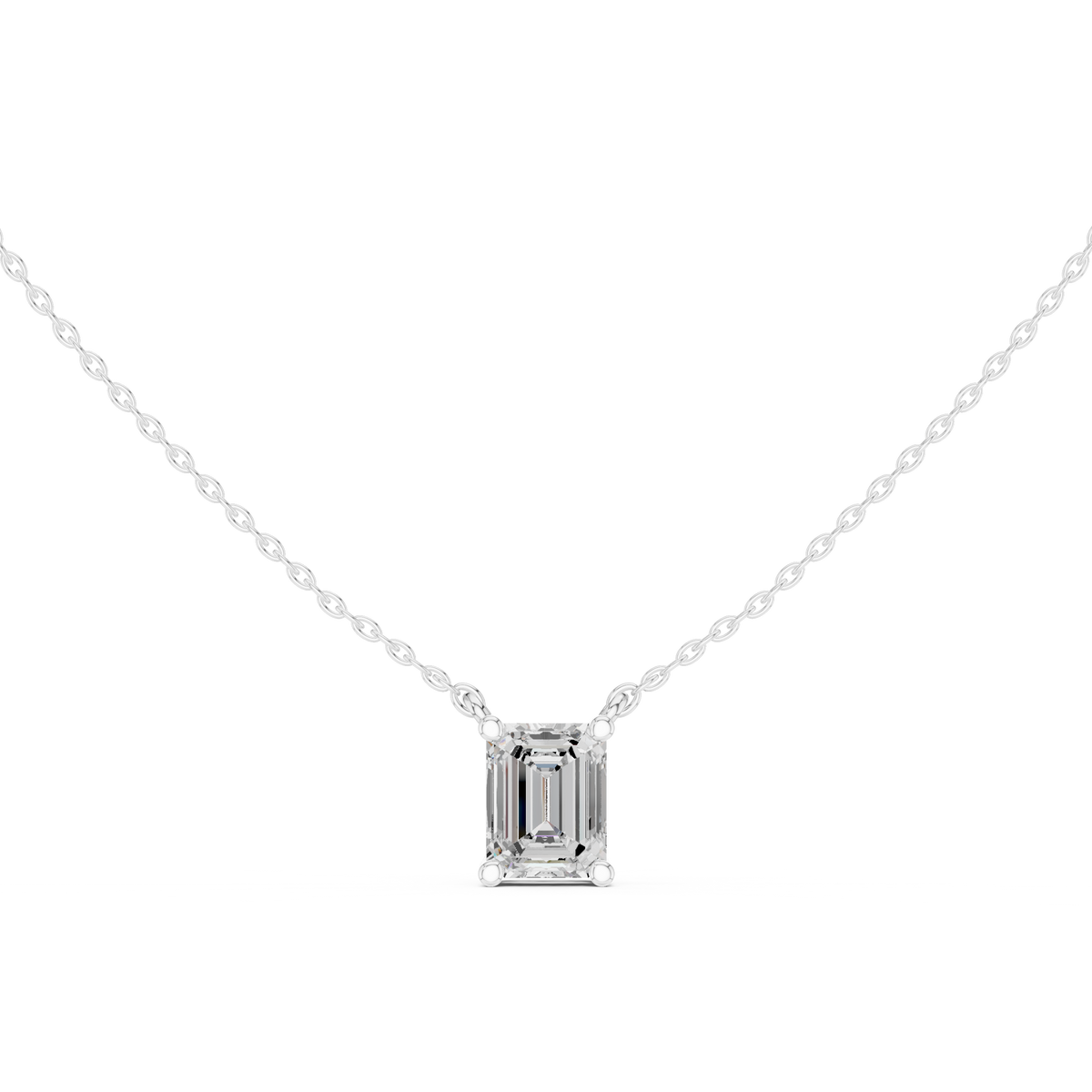 Emerald Cut Solitaire Diamond Pendant – view 1 of 12, lab grown diamond pendant | Jewelix Atelier