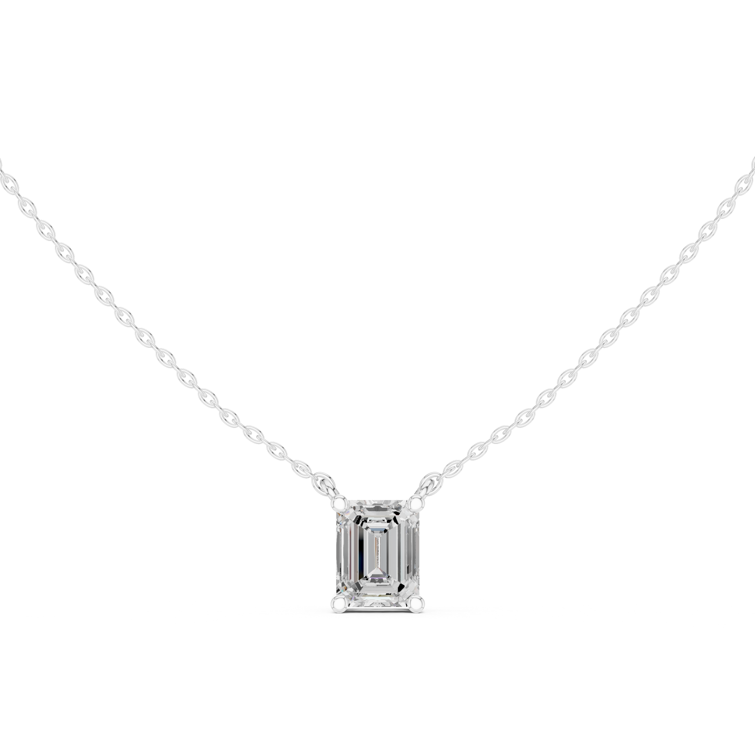 2.50 CT Emerald Cut Solitaire Diamond Pendant Necklace