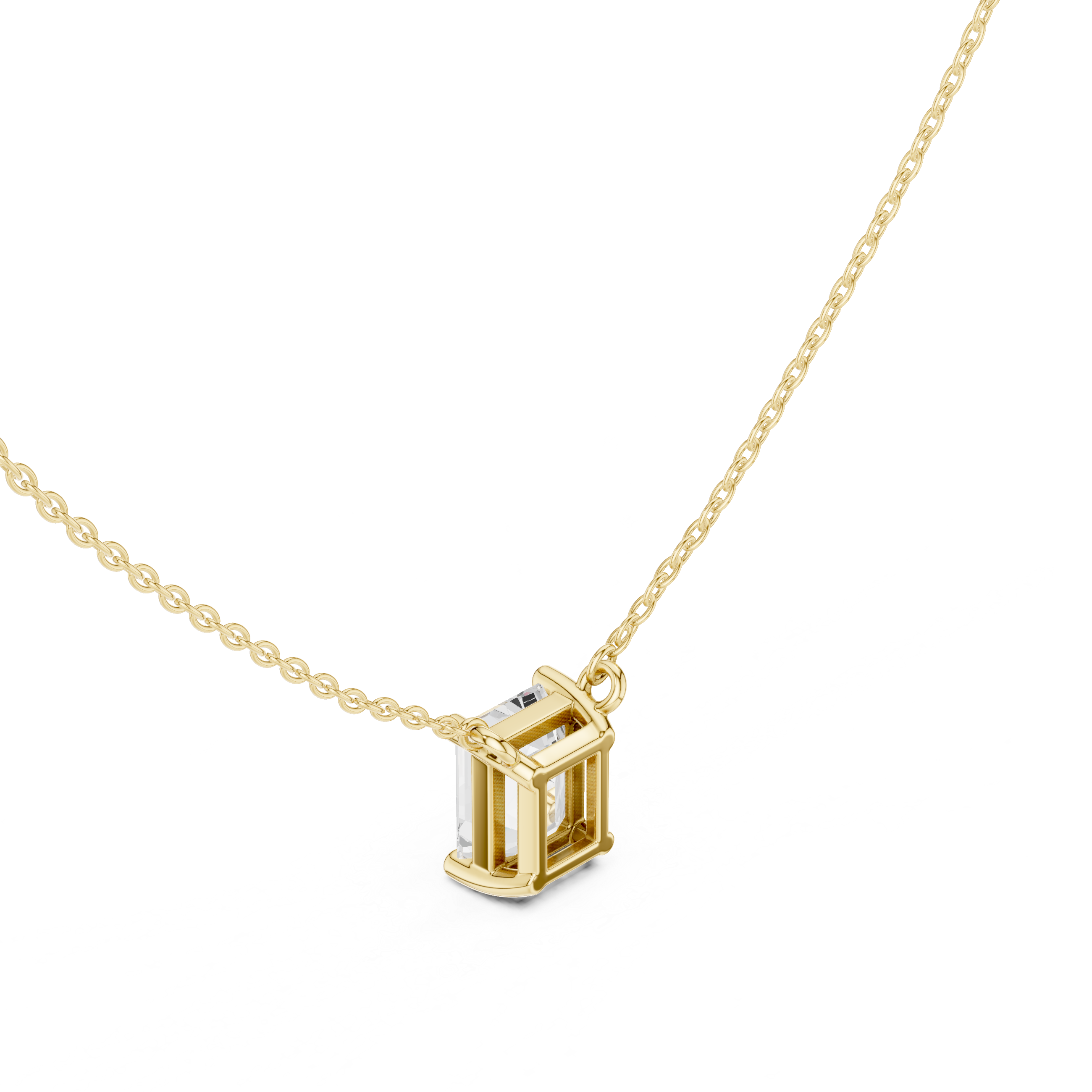 2.50 CT Emerald Cut Solitaire Diamond Pendant Necklace