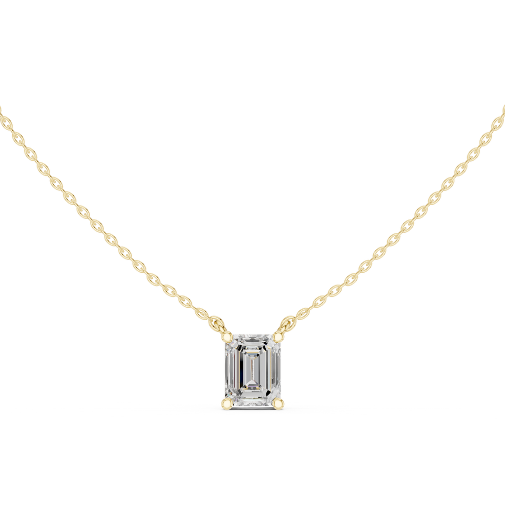 2.50 CT Emerald Cut Solitaire Diamond Pendant Necklace