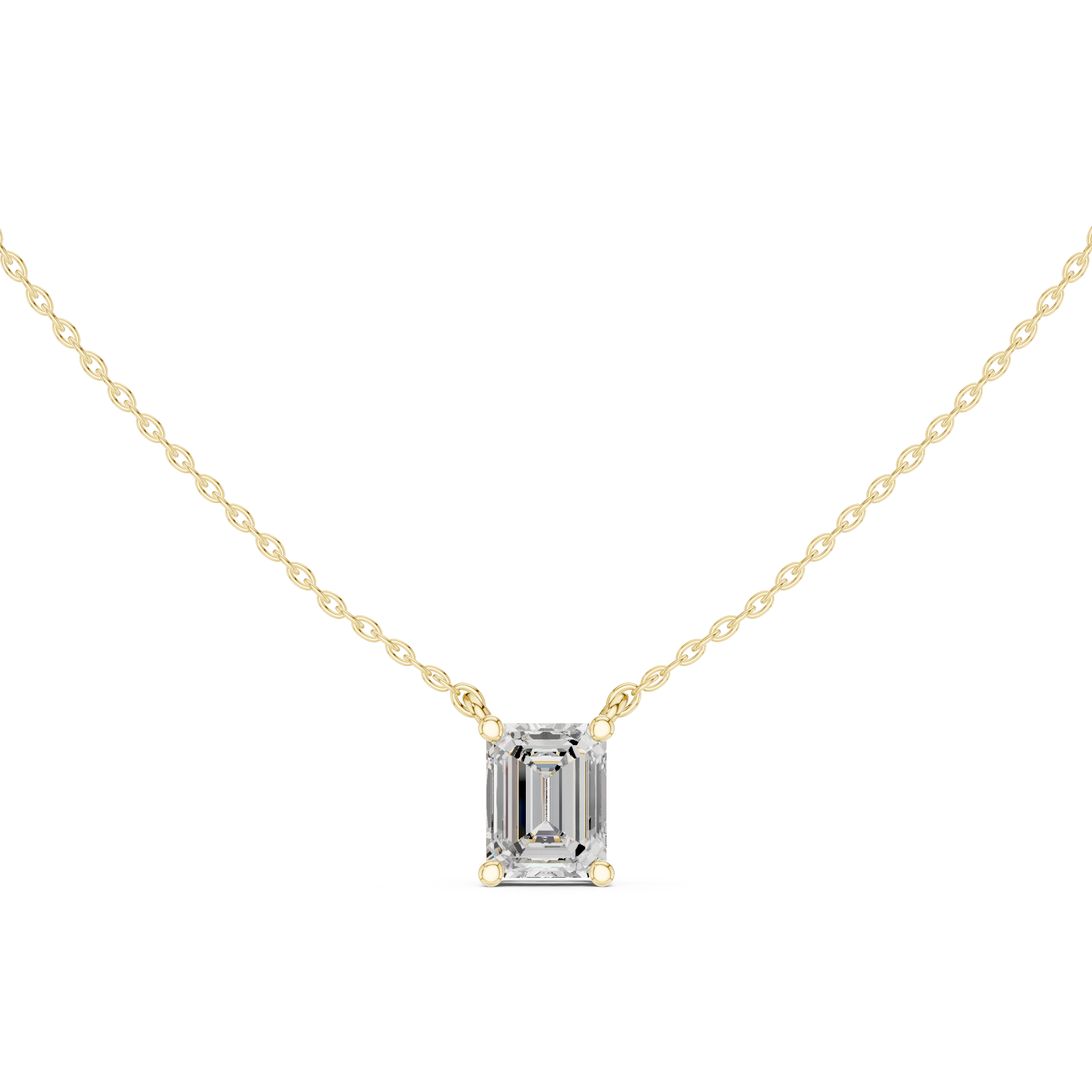 2.50 CT Emerald Cut Solitaire Diamond Pendant Necklace
