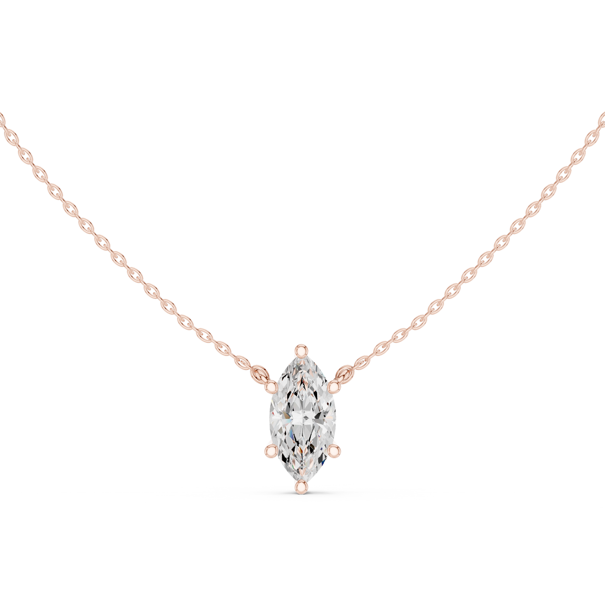 Marquise Cut Solitaire Diamond Pendant – view 5 of 12, lab grown diamond pendant | Jewelix Atelier