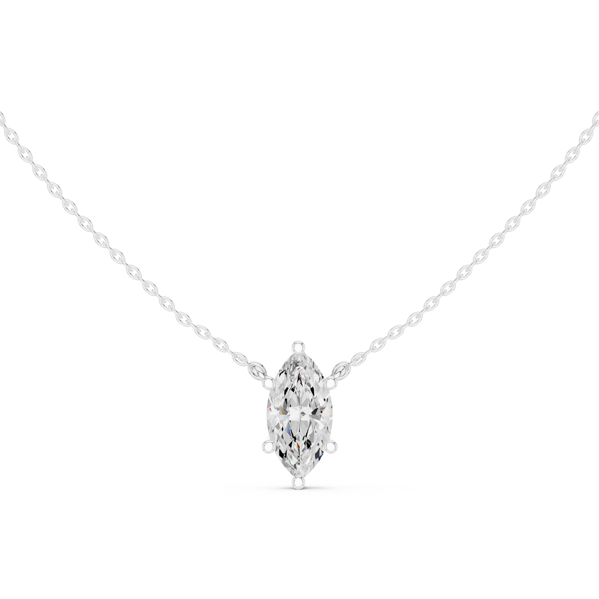 Marquise Cut Solitaire Diamond Pendant – view 1 of 12, lab grown diamond pendant | Jewelix Atelier