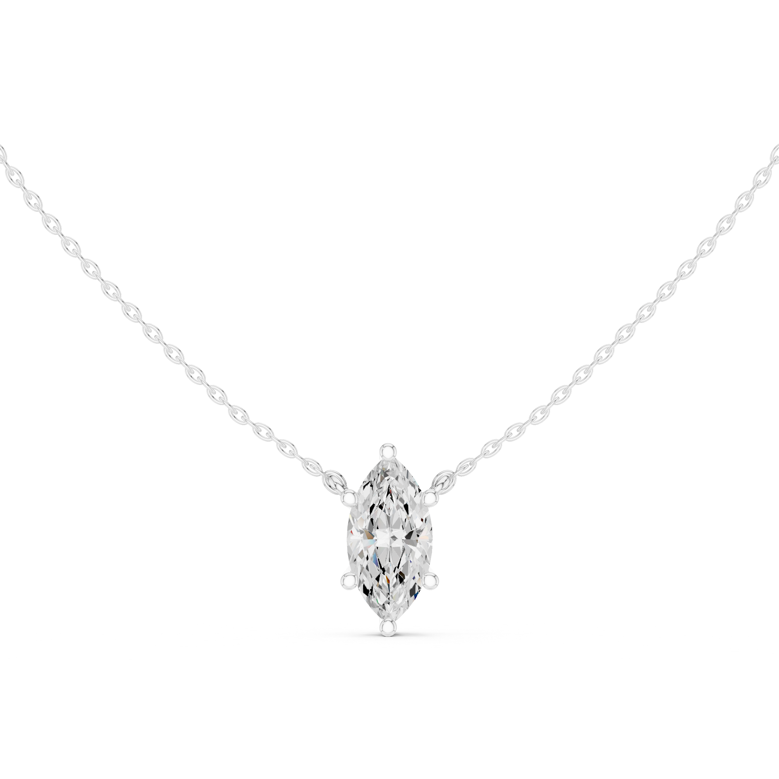 2.50 CT Marquise Cut Solitaire Diamond Pendant Necklace