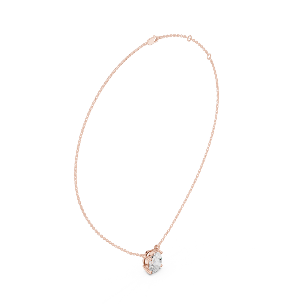 2.50 CT Oval Cut Solitaire Diamond Pendant Necklace
